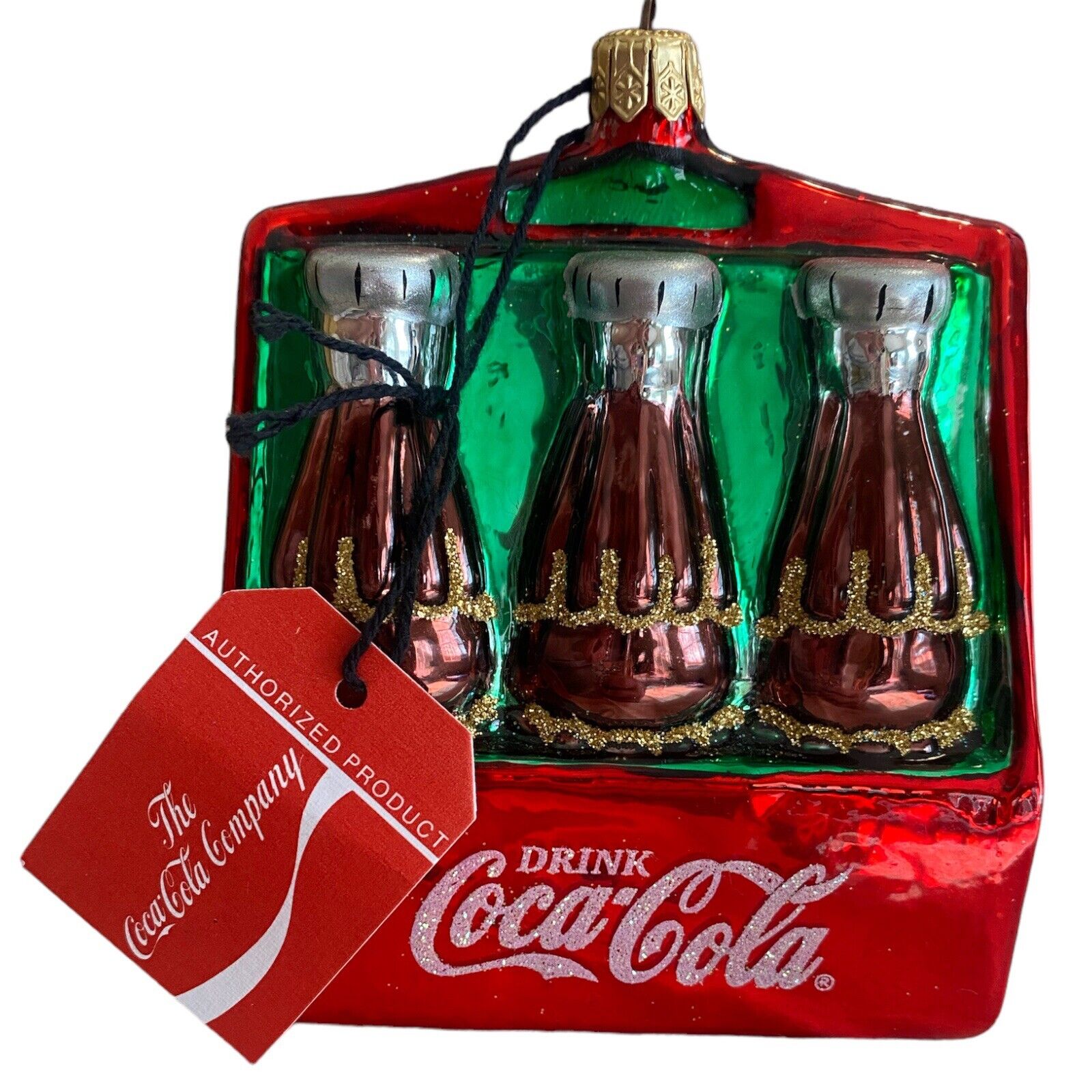 1996 Coca Cola 6 Pack Bottle Christmas Ornament Kurt Adler Polonaise Coke W/ Tag