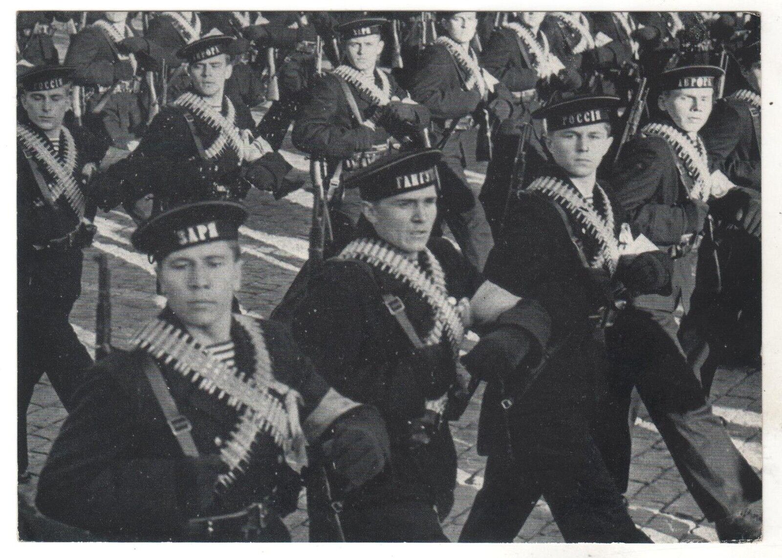 1967 SAILORS Parade in honor 50th ann. Great October OLD Soviet Russian Postcard