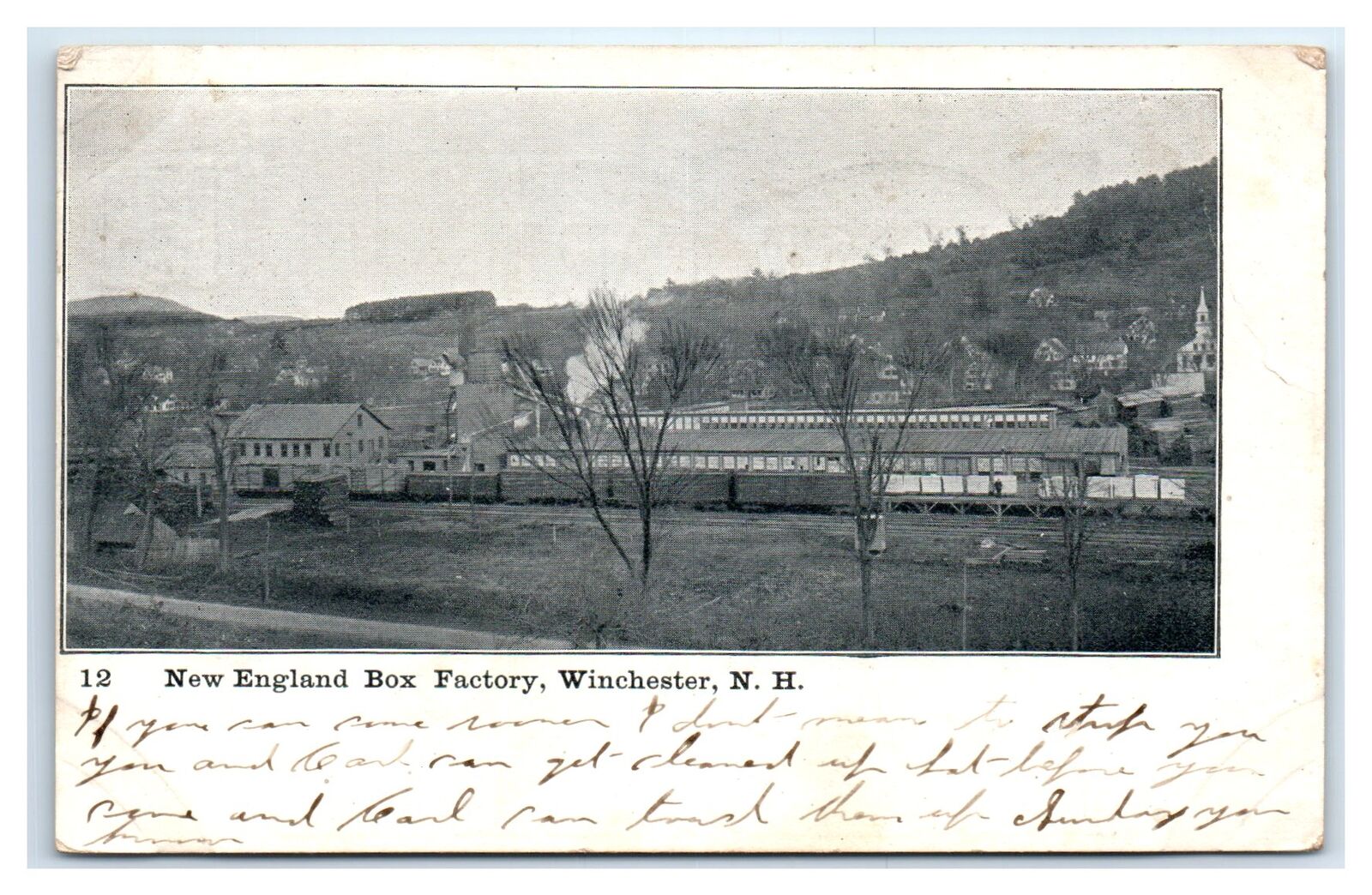 1909 Winchester, NH Postcard-  NEW ENGLAND BOX FACTORY WINCHESTER NH