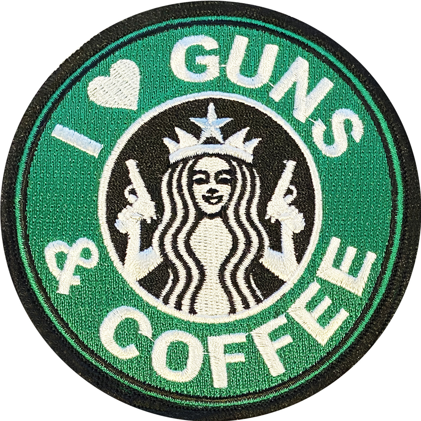 I LOVE GUNS & COFFEE STARBUCKS novelty PATCH