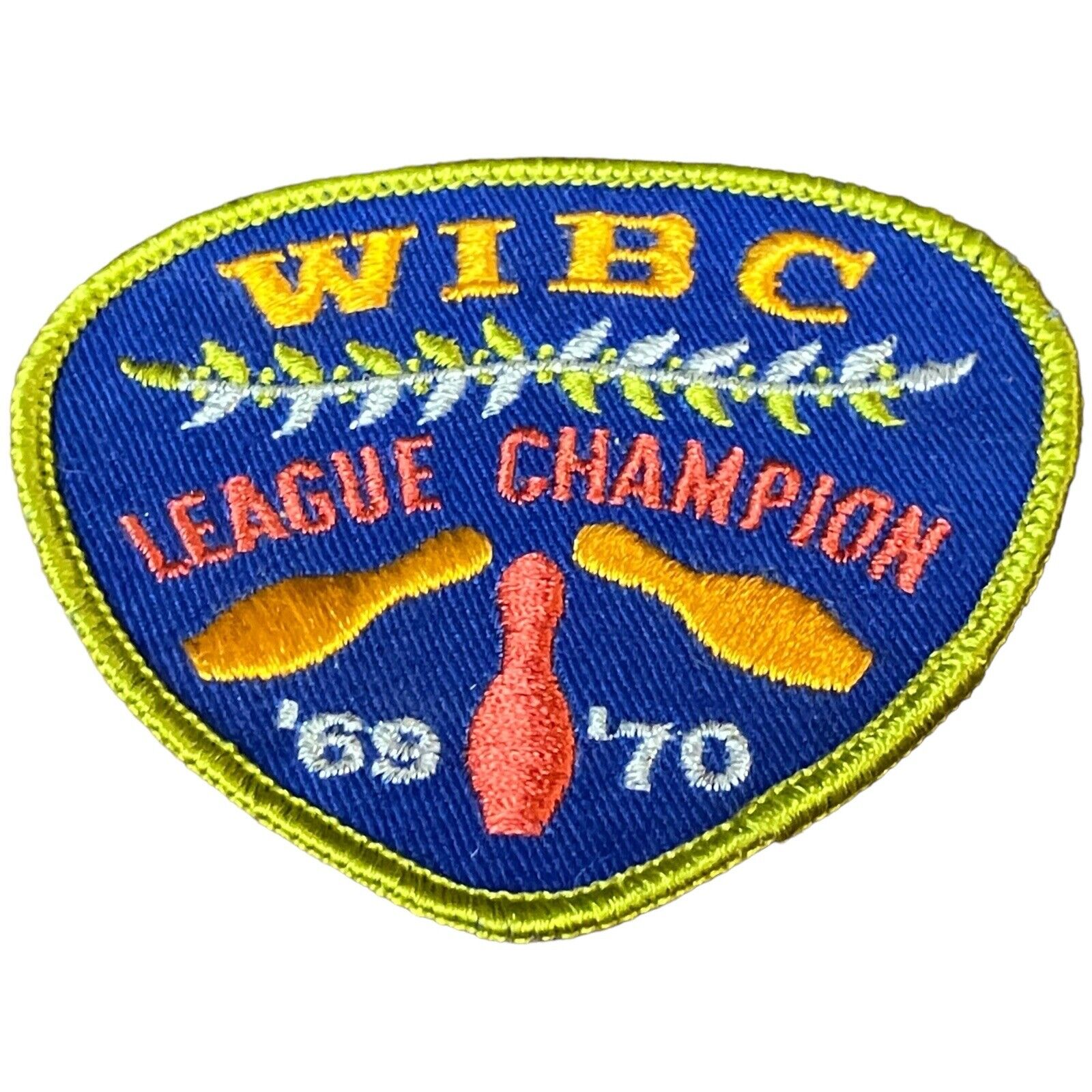 Vintage WIBC 1969 1970 Women’s League Champion Bowling Blue Yellow Pins Patch