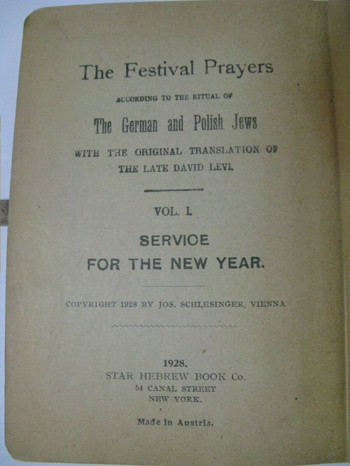 1928 Vienna The Festival Prayers German & Polish Jews Rosh Hashanah Yom Kippur