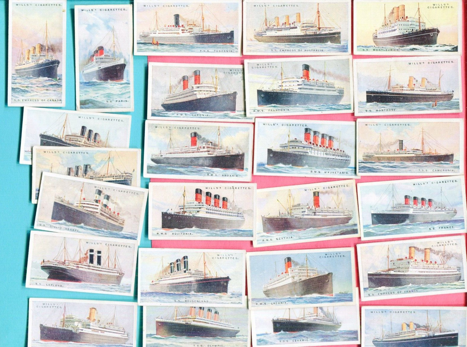 1924 W.D. & HO. WILLS CIGARETTES MERCHANT SHIPS OF THE WORLD 25 TOBACCO CARD LOT