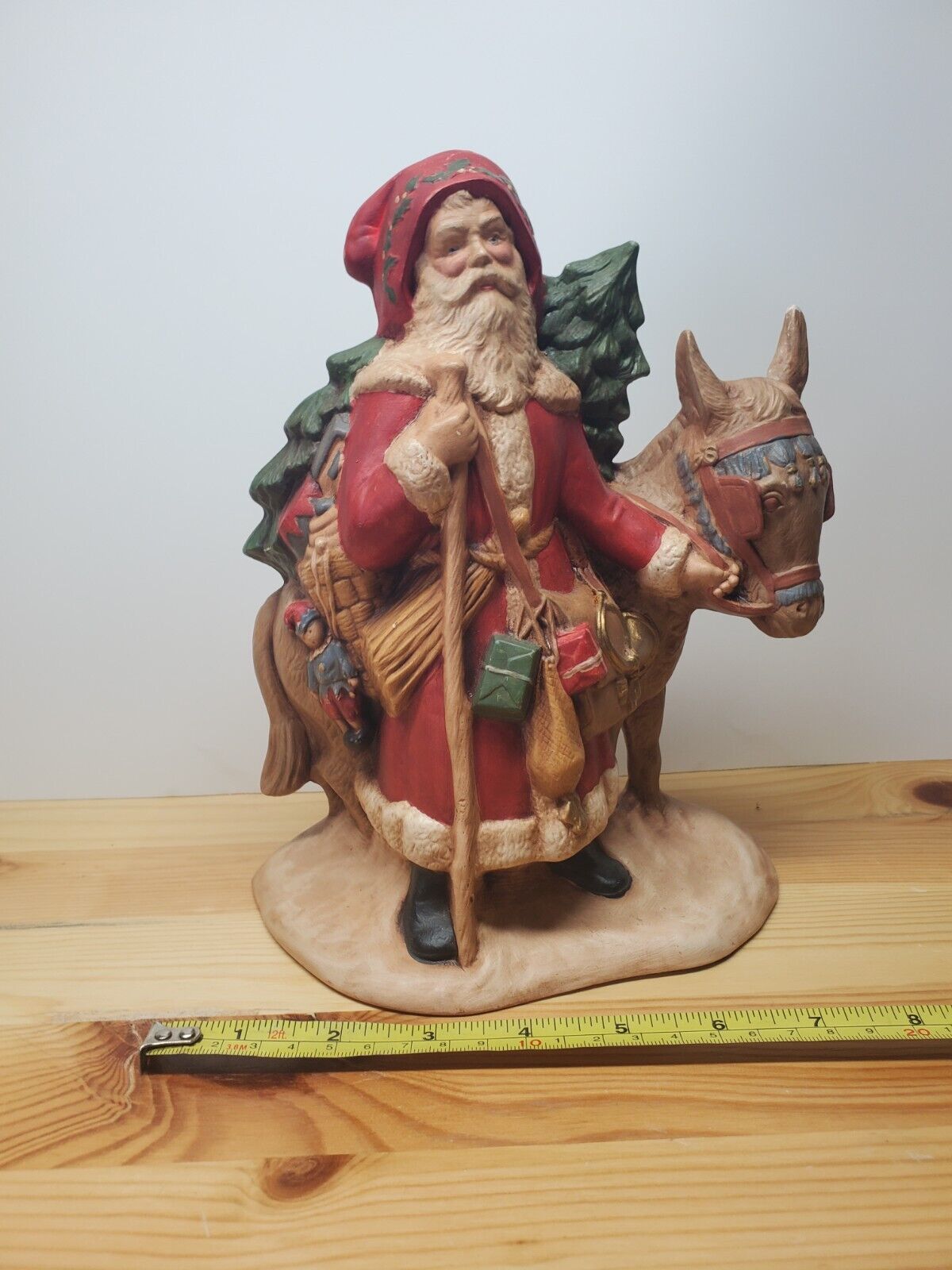 Old World Santa With Donkey Provincial Mold Ceramic Hand Painted Vintage
