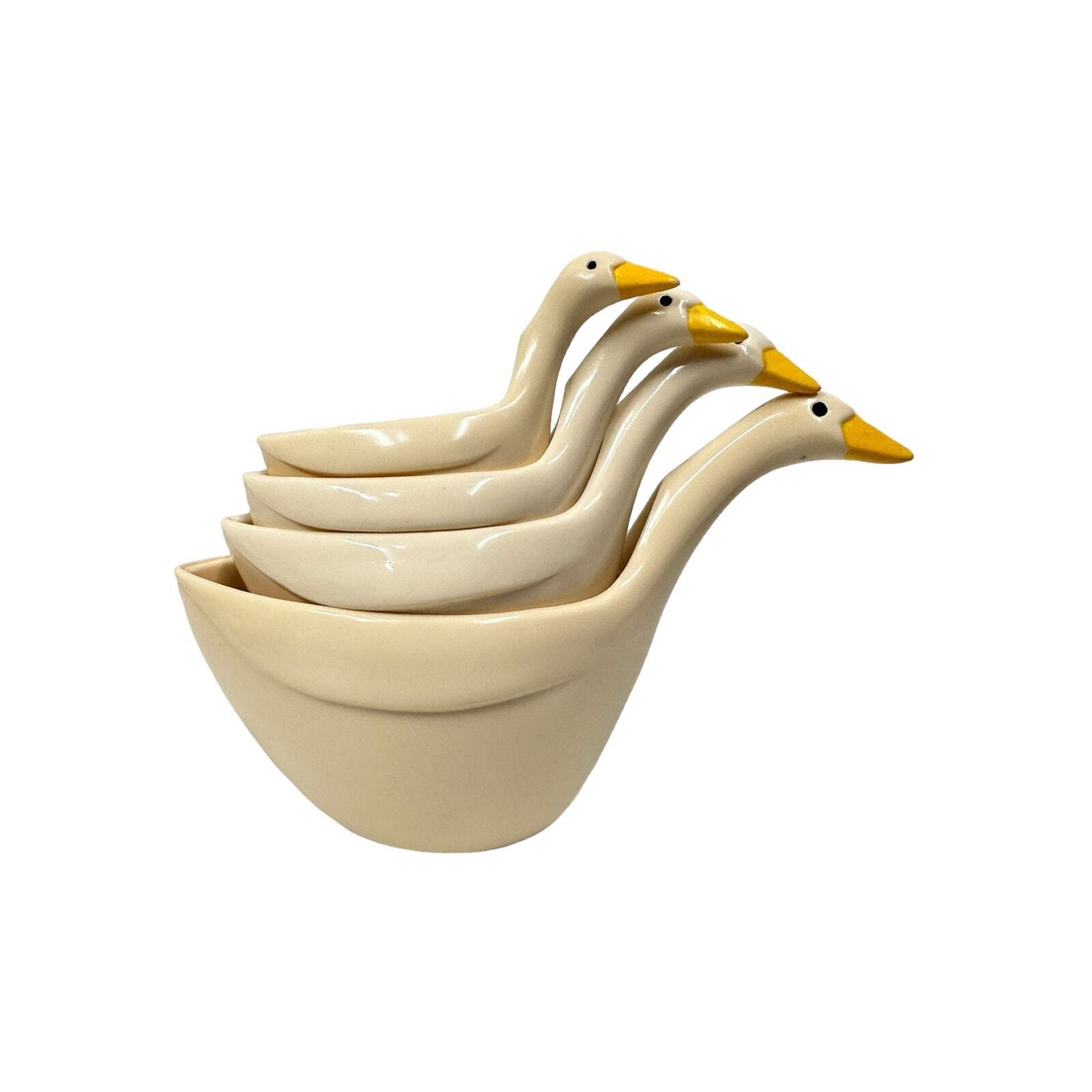 Vintage JSNY Stacking Measuring Cups Melamine Ducks Geese Set of 4.