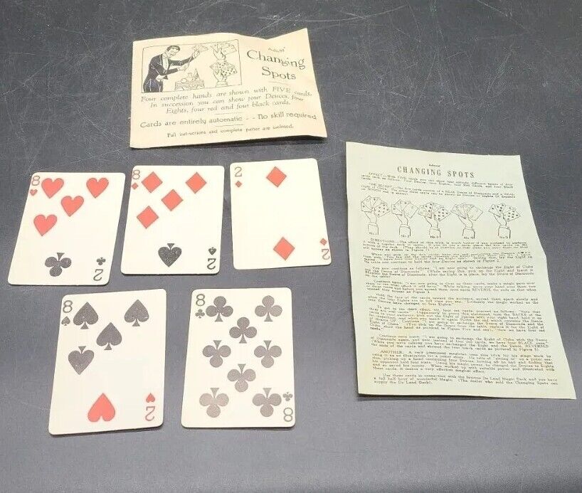 Vintage Adam's Changing Spots Card Trick Set In Original Packaging 