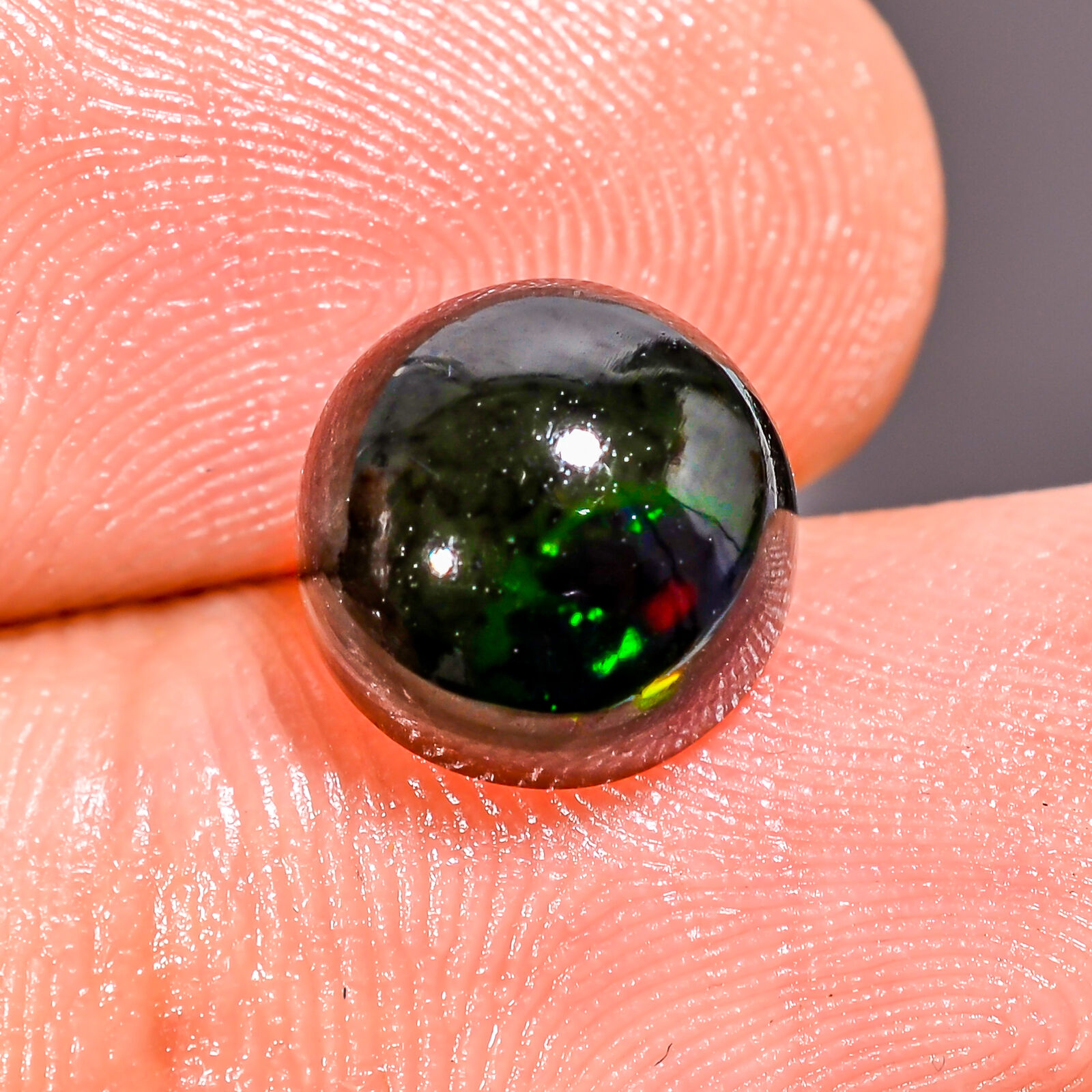 2.20Cts Natural Play Of Color Black Ethiopian Opal Round Cabochon Loose Gemstone