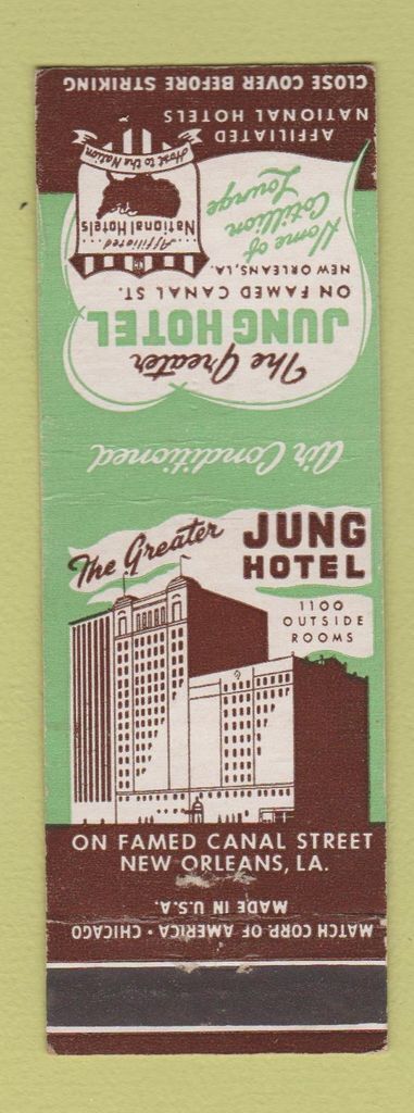 Matchbook Cover - Jung Hotel New Orleans LA