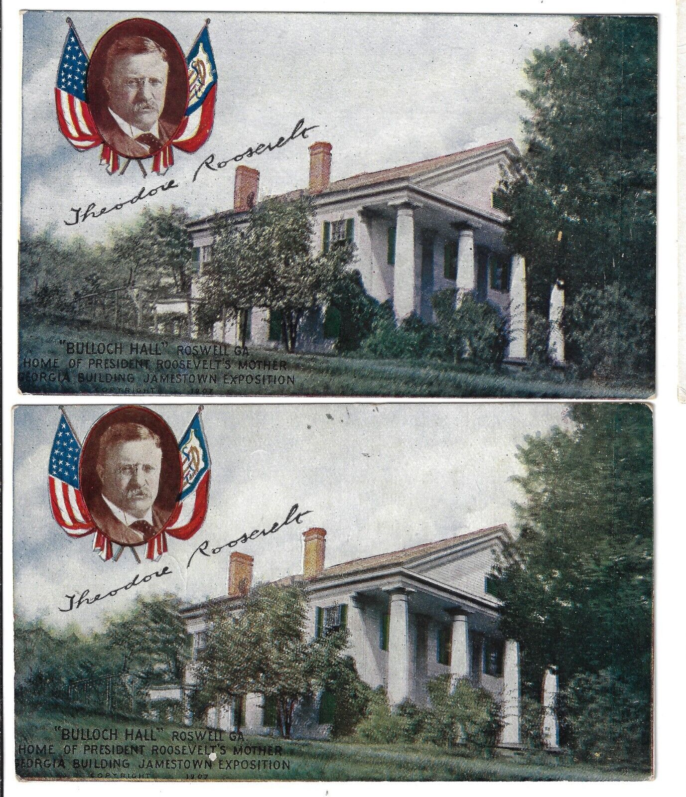 2-T Roosevelt Bullock Hall Roswell GA Postcard Uncle Remus Poem 07 Jamestown Exp