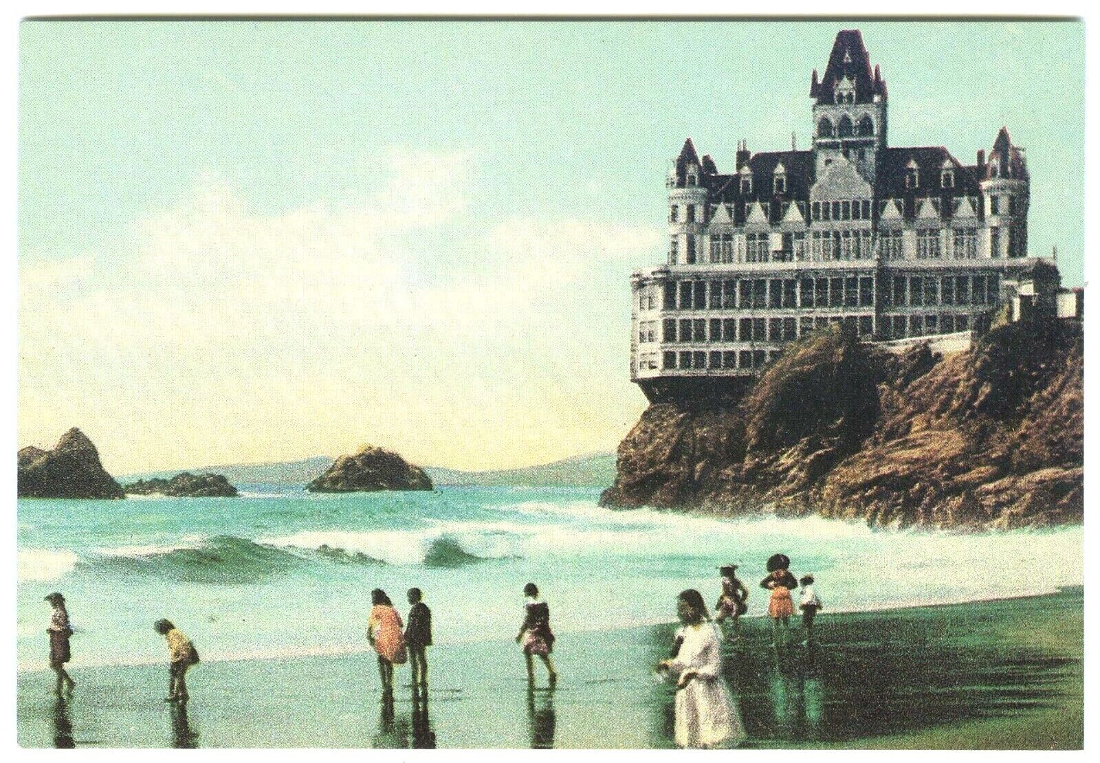 c.1900 SAN FRANCISCO CLIFF HOUSE w/CHILDREN PLAYING on BEACH~NEW 1979 POSTCARD