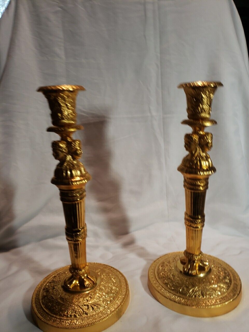Pair of Empire Style Ormolu Candlesticks