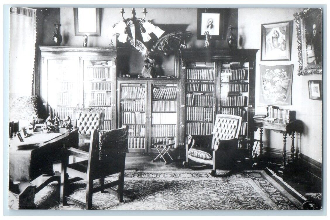 c1950's William J. Bryan Fairview Interior Study Lincoln NE RPPC Photo Postcard
