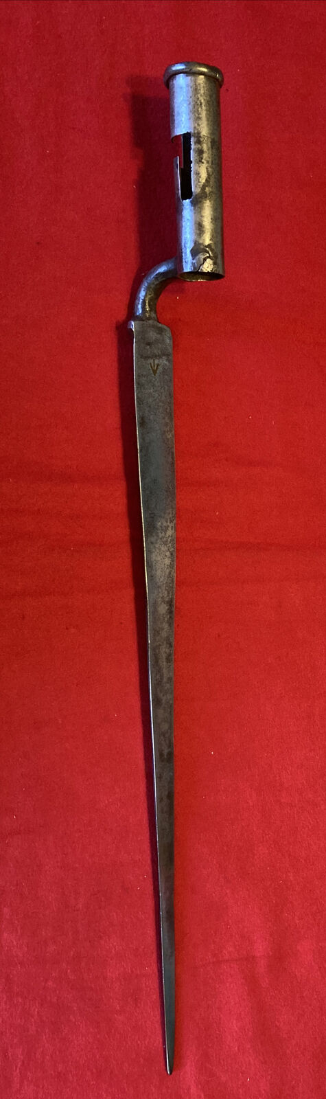 18th/19th C. British Brown Bess Musket Bayonet, Large Broad Arrow Mark, Cleaned