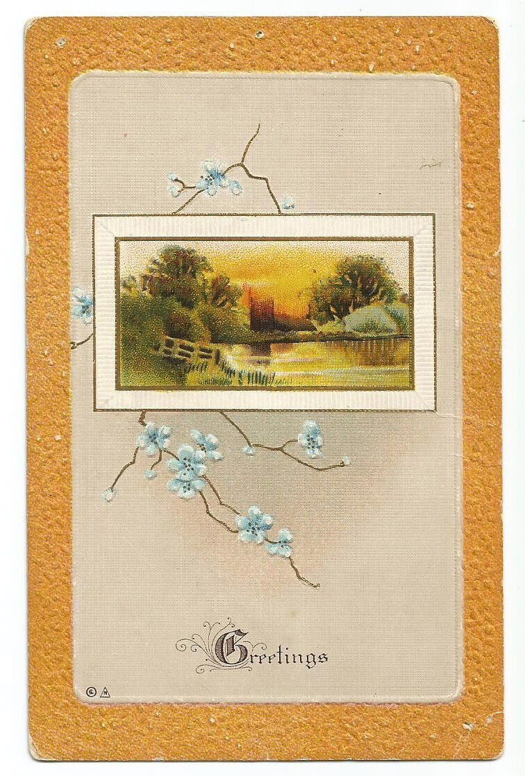 Scenic Greetings Postcard Embossed c1910