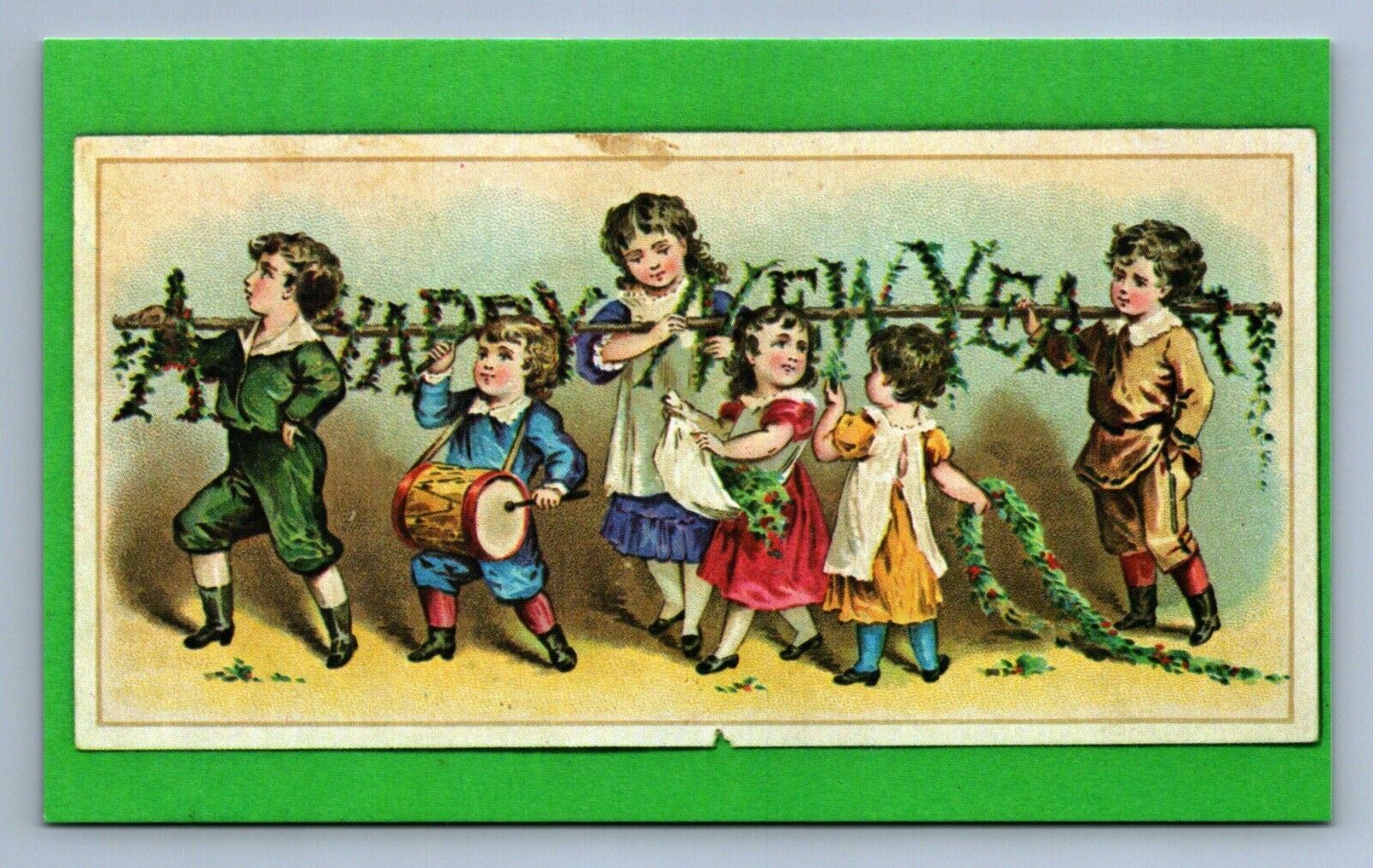 Postcard Vtg Reprint Reproduction Celebration Holiday Happy New Year Children