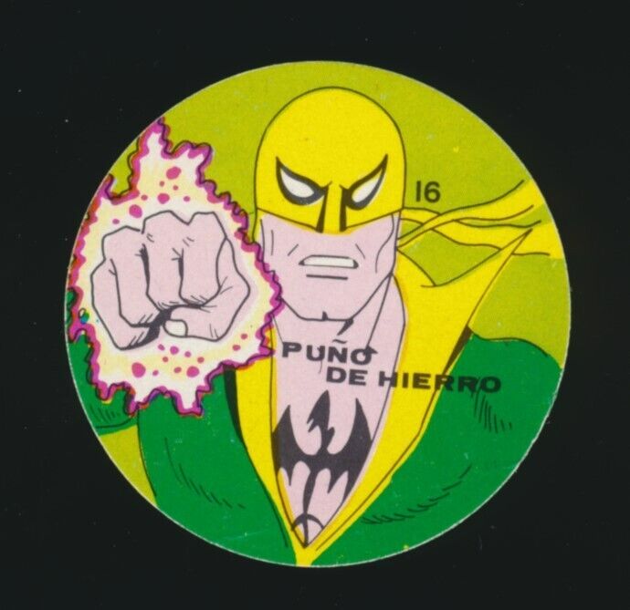 #16 IRON FIST 1983 MARVEL SUPER-HEROES Reyauca Disc card Venezuela