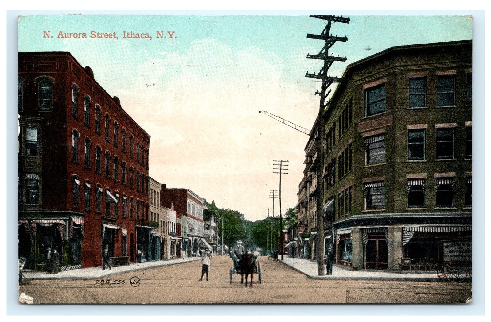 North N. Aurora Street Ithaca NY Tompkins County New York Postcard 1909 D5