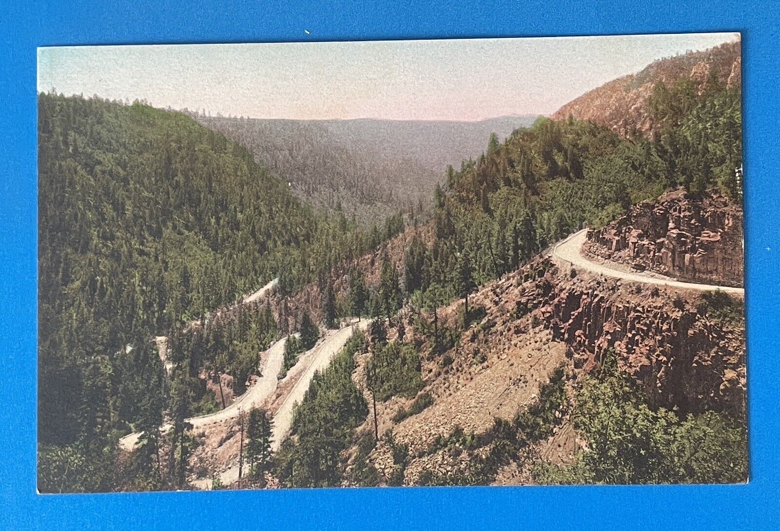 Handcolored Hairpin Curve Oak Creek Canon Canyon near Flagstaff Arizona Postcard