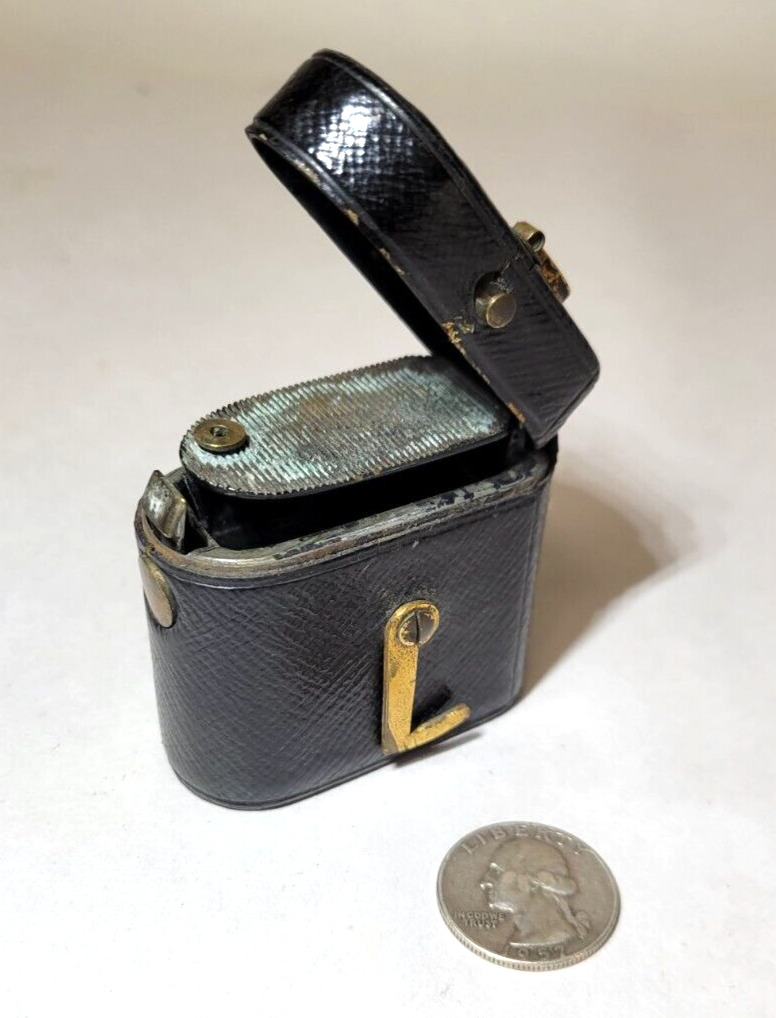 Antique C Asprey Victorian Light Box Matchsafe Striker Leather Match Holder Case
