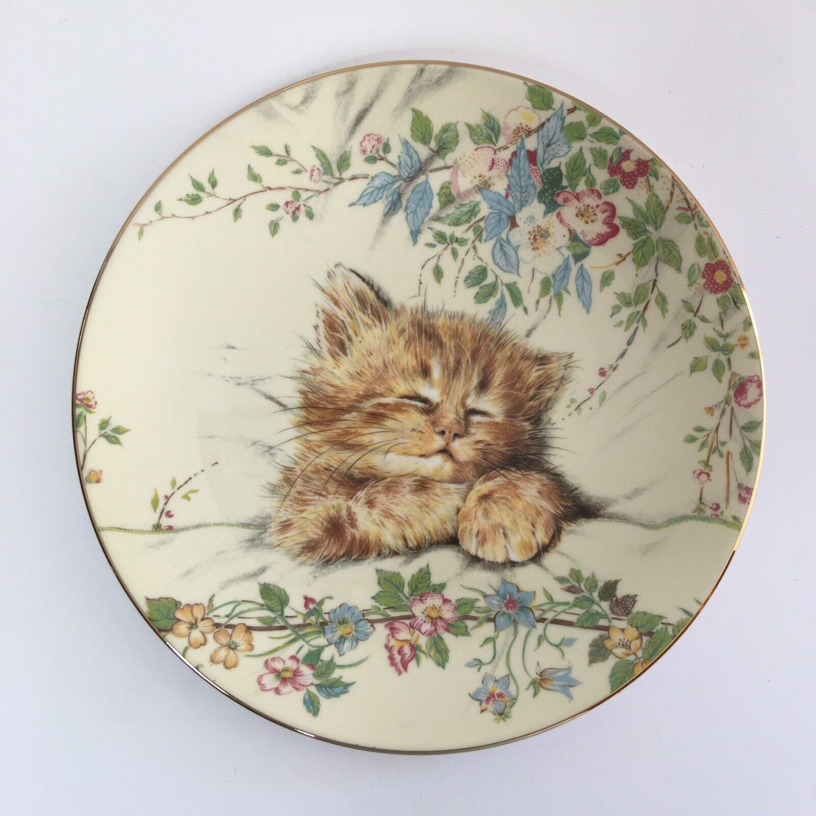 VTG Royal Worcester England Bone China Plate CAT NAP Kitten Classics First Issue