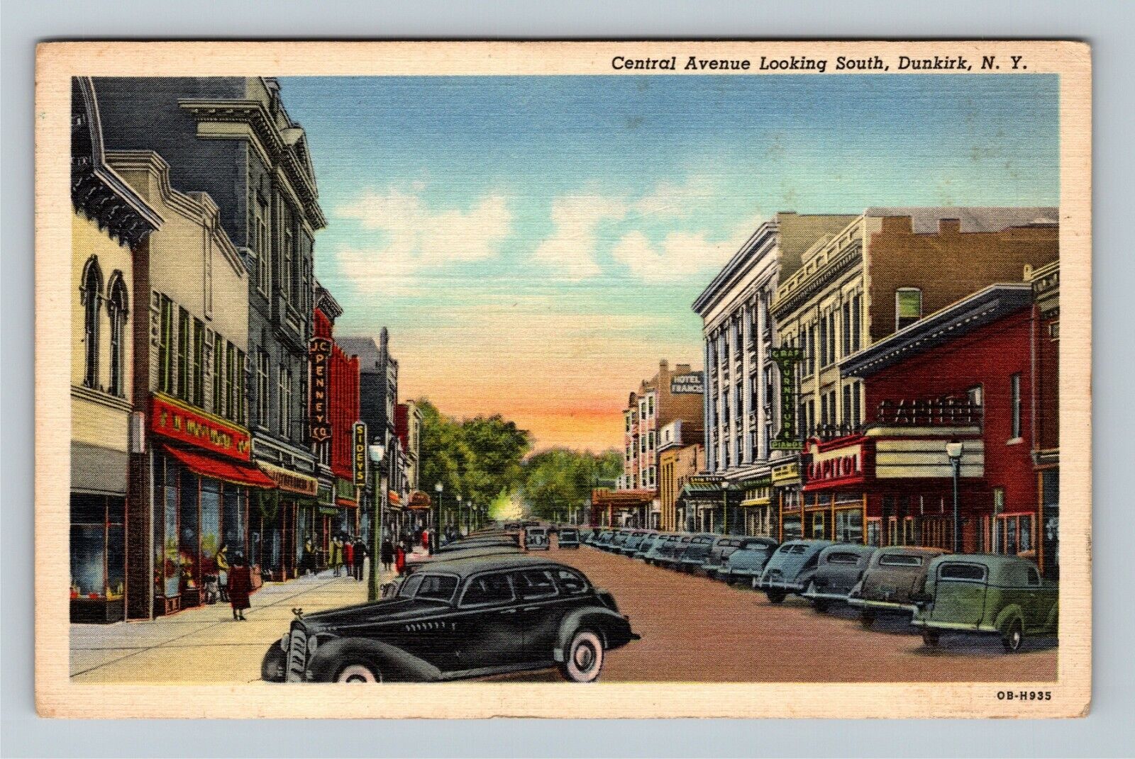 Dunkirk, NY-New York, Central Avenue, Store Front, Shops Vintage Postcard