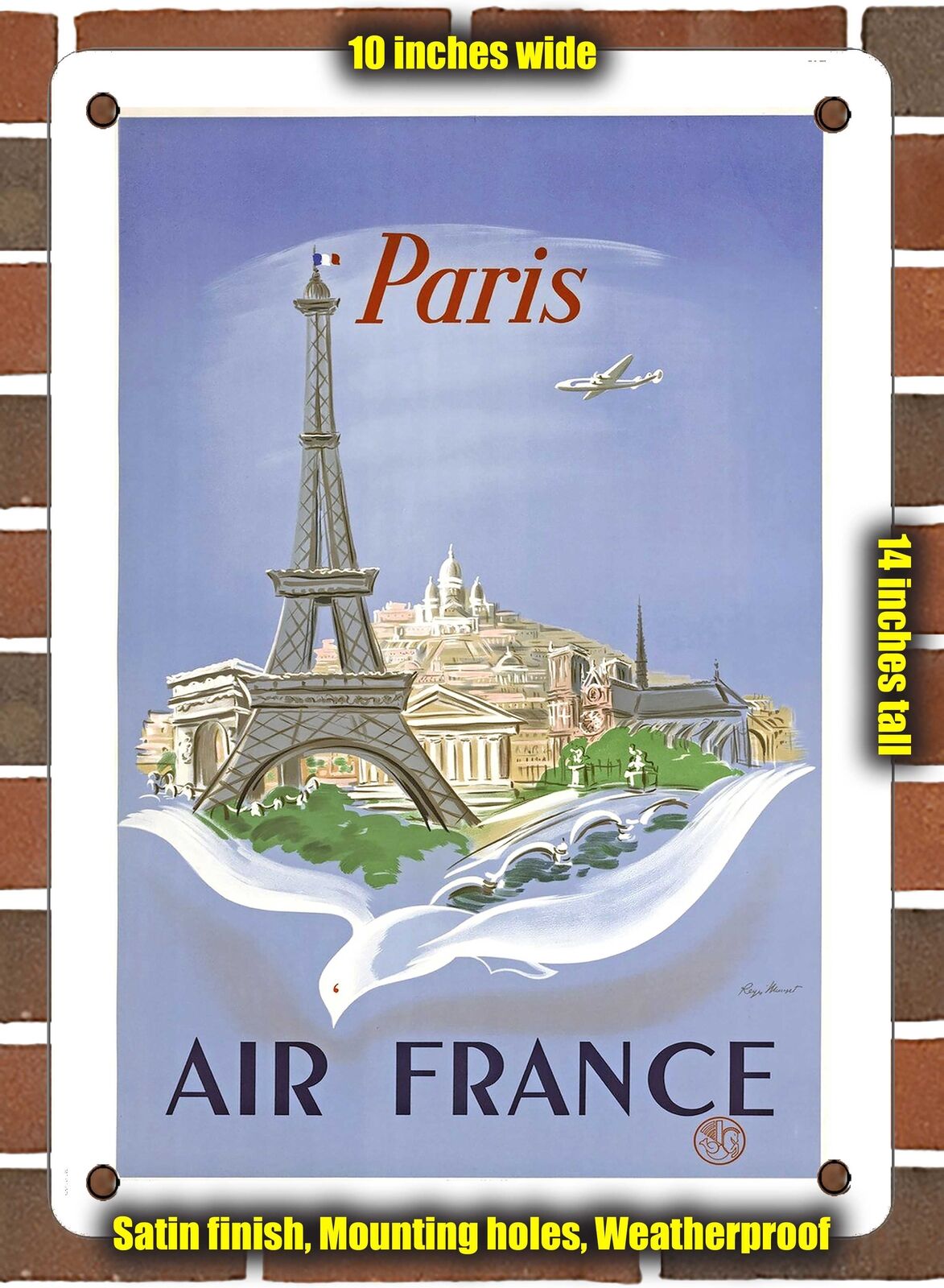 METAL SIGN - 1952 Paris French Airline - 10x14 Inches