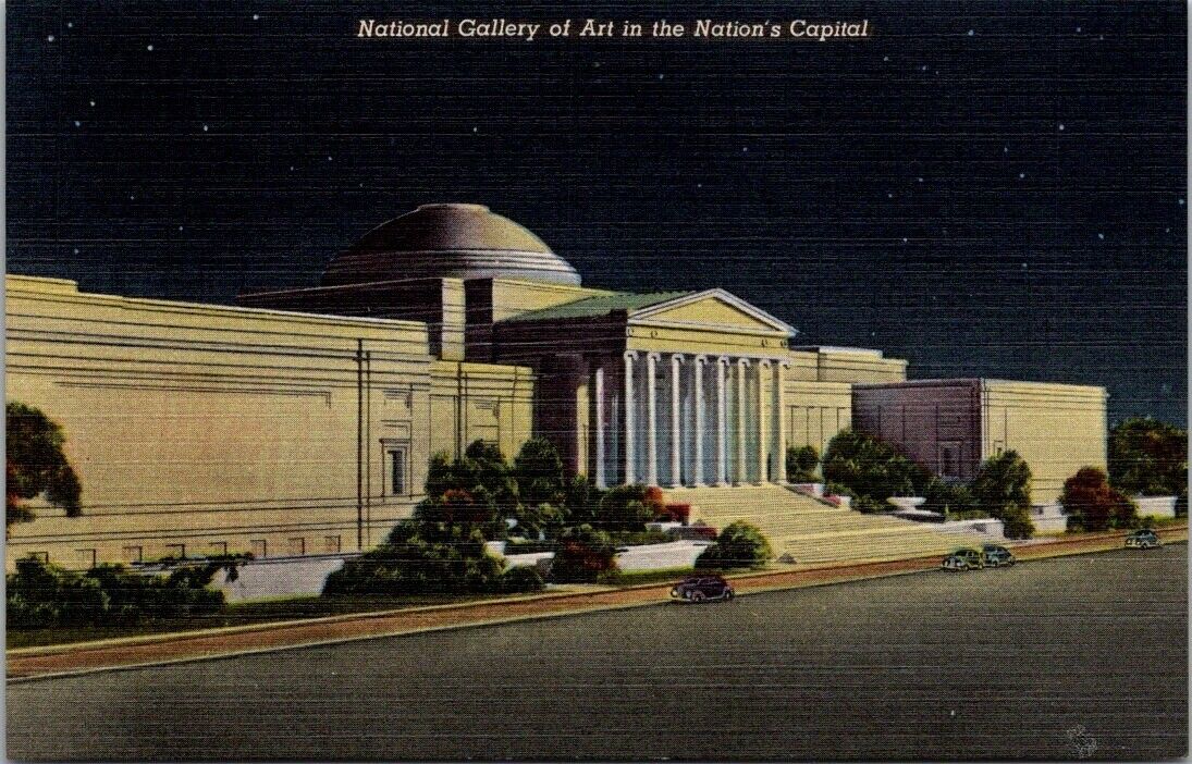 Washington DC USA National Gallery of Art Night View Vintage Postcard Unposted