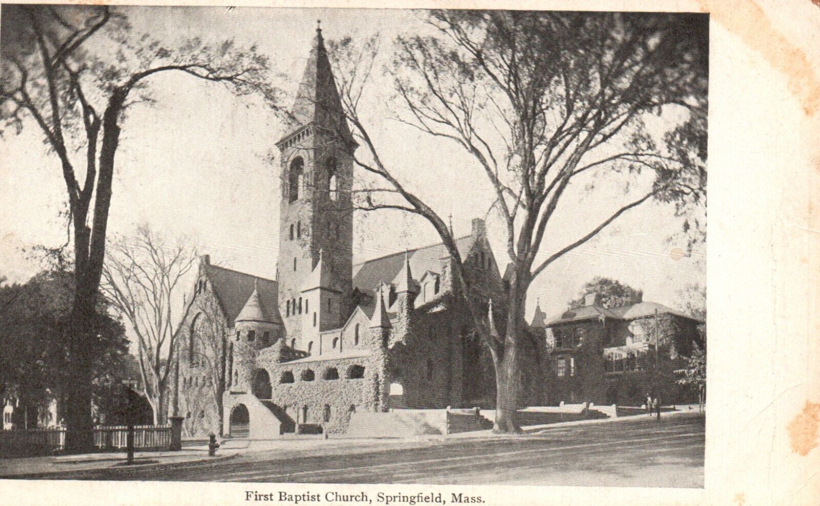 Springfield, Mass, MA, First Baptist Church, Undivided Vintage Postcard b9996