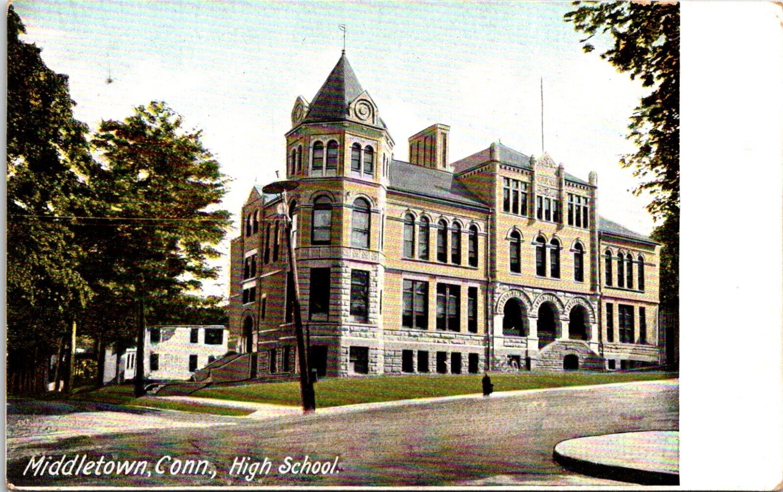 Postcard Circa 1908 High School Middletown Connecticut B156