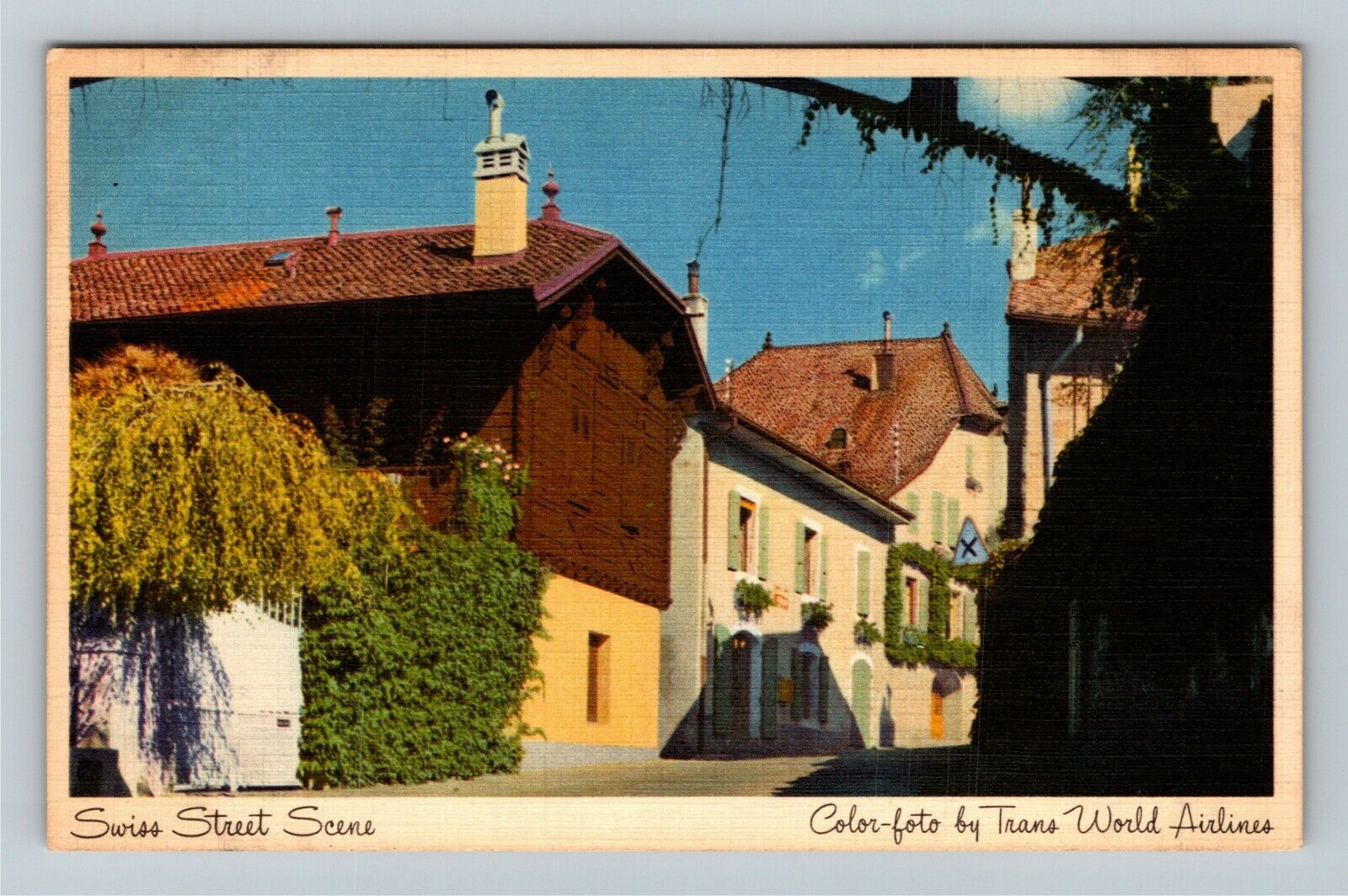 Geneva Switzerland, Street Scene Vintage Souvenir Postcard
