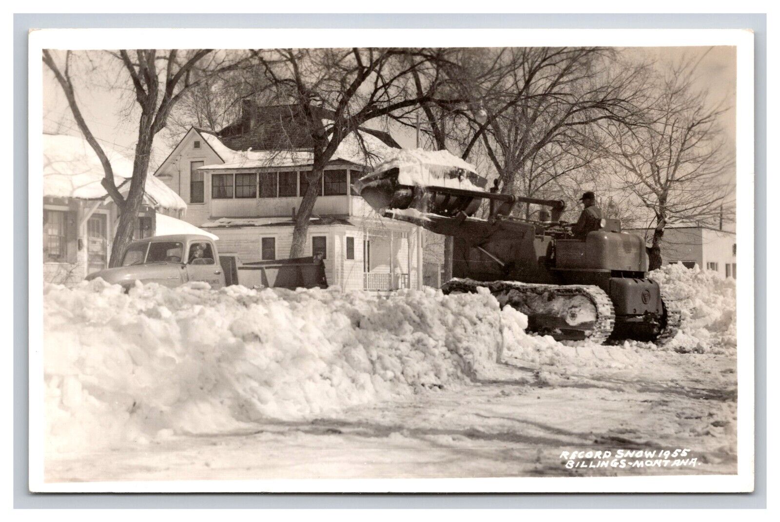 RPPC Record Amount Of Snow In 1955, Billings Montana MT Postcard