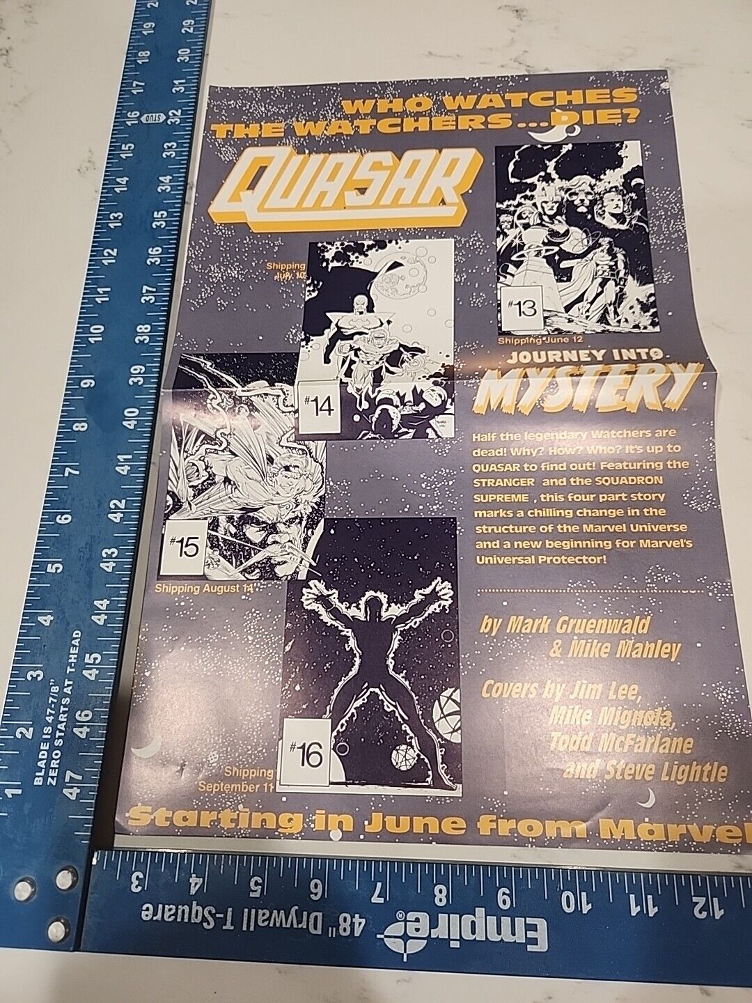 Marvel Promo folded Poster Comic Book Shop Vintage. Quasar