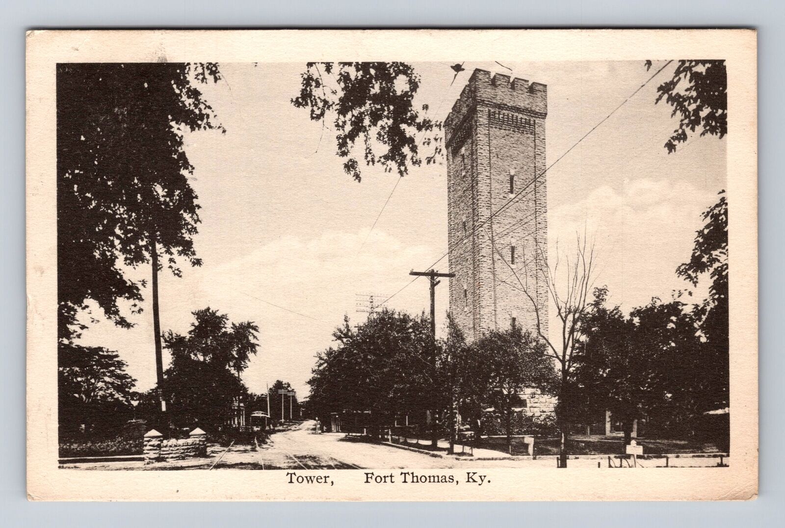 Fort Thomas KY-Kentucky, Tower, Antique, Vintage Souvenir Postcard