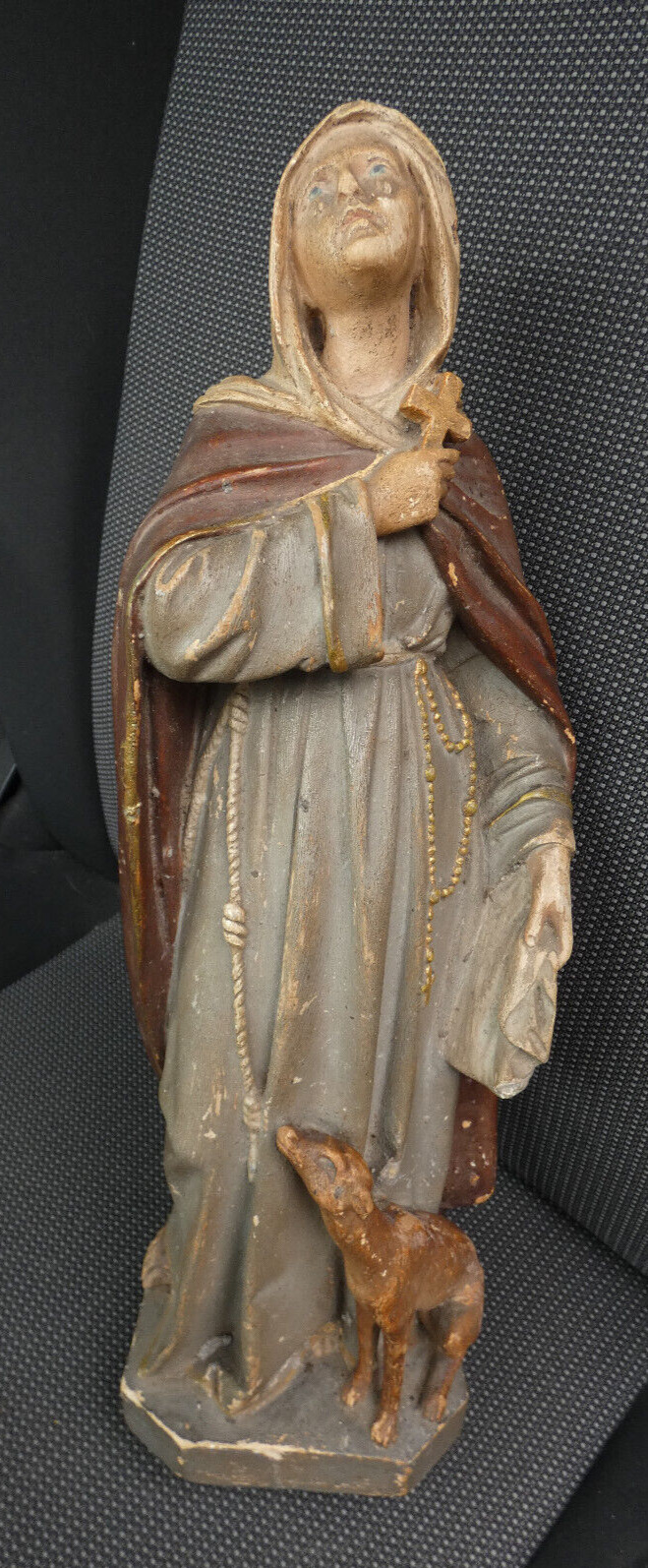 Antique french chalk statue of saint Margaret of Cortona