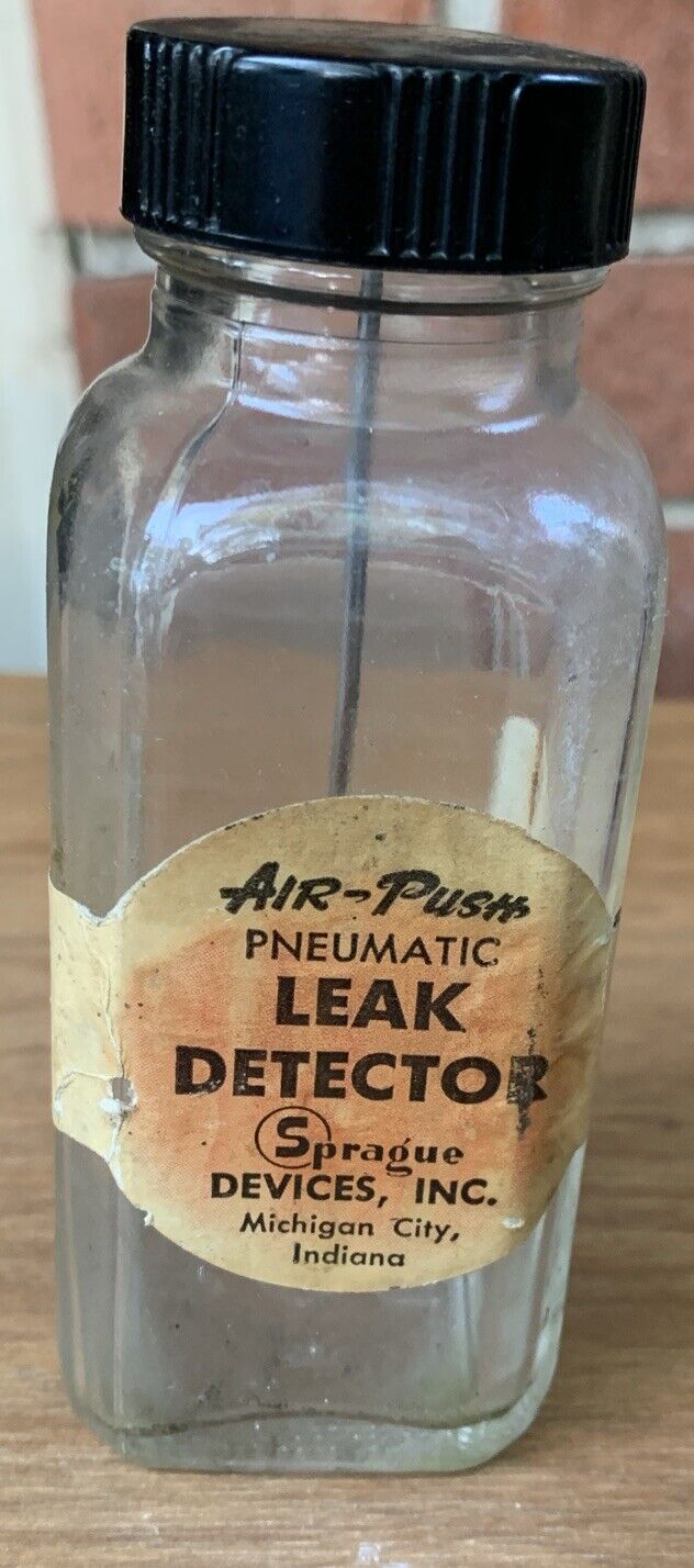 Vintage, Rare Michigan City, IN  Air-Push Leak Detector Bottle, Sprague Labs