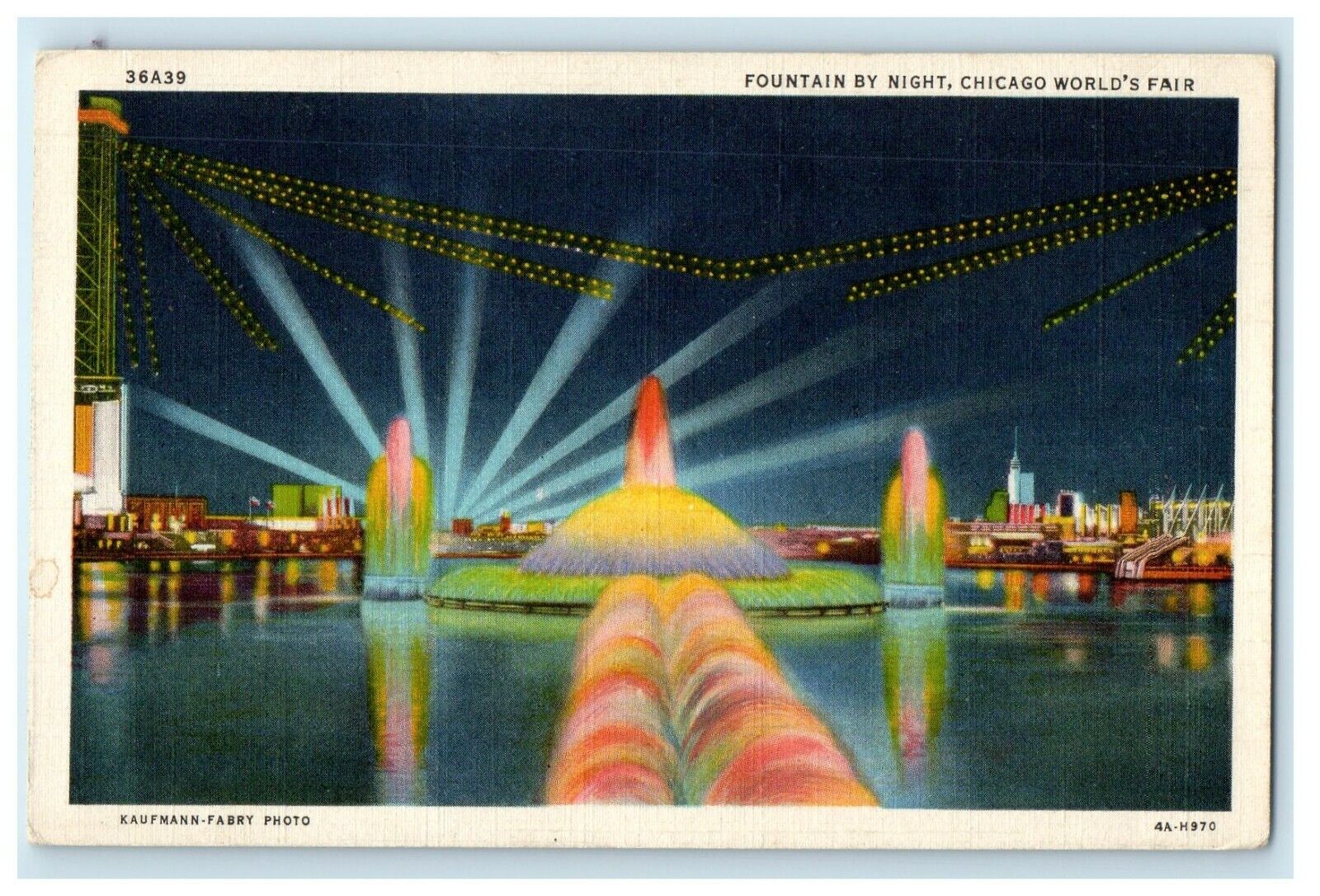 c1920's Fountain By Night Magnificent Lightning World's Fair Chicago IL Postcard