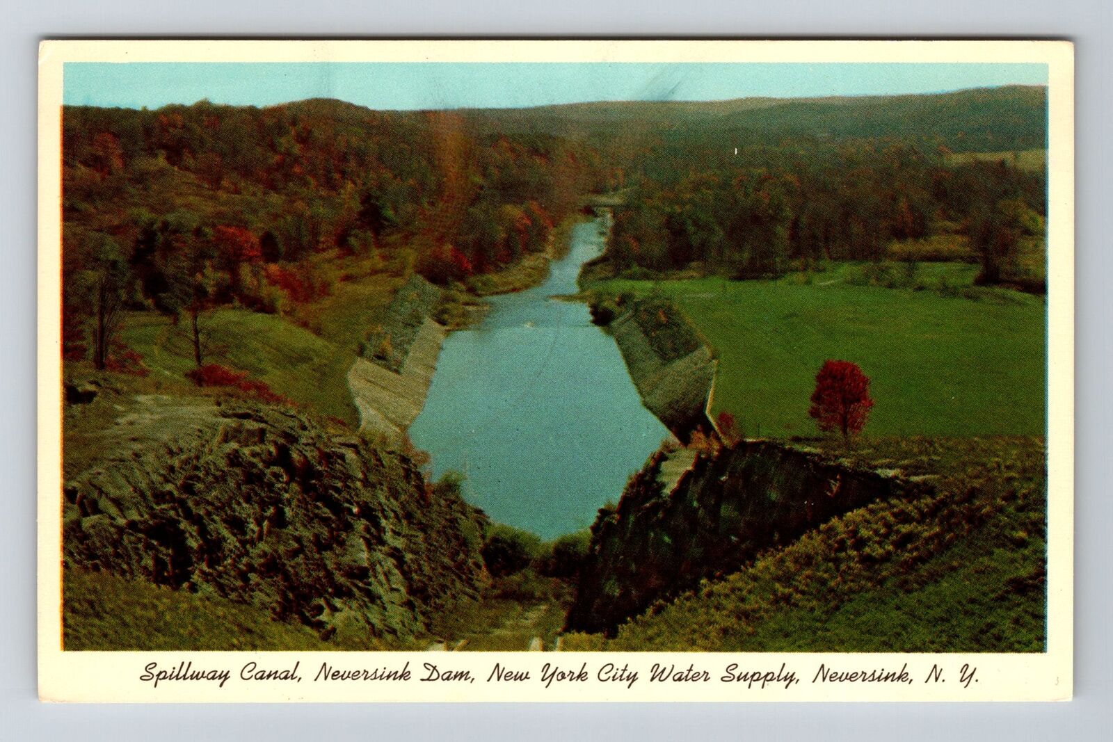 Neversink NY-New York, Aerial Spilling Canal, Vintage Postcard
