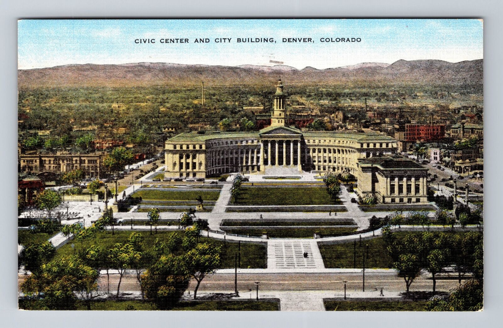 Denver CO-Colorado, Civic Center, City Building, Antique Vintage Postcard