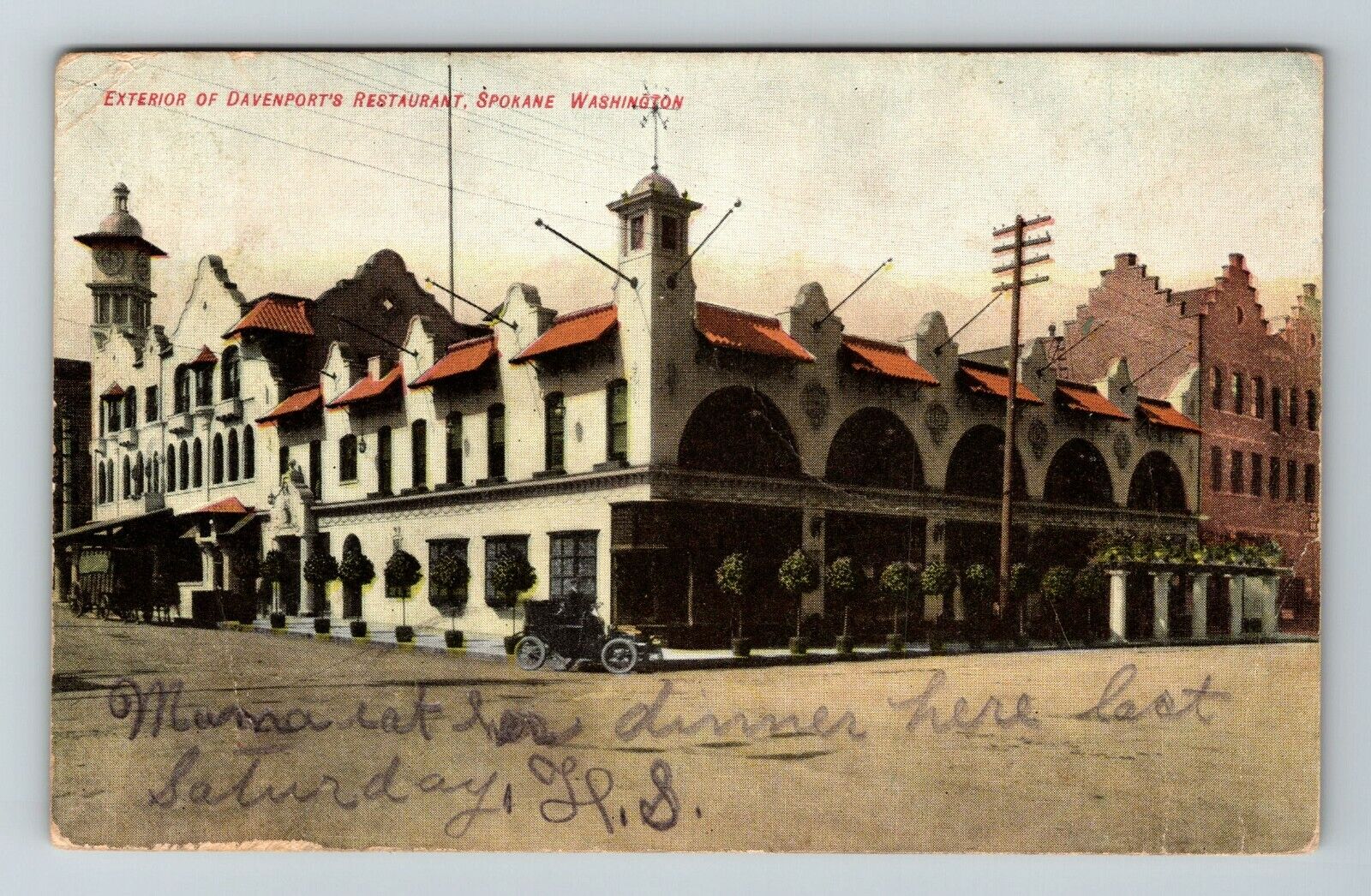 Spokane WA-Washington, Exterior of Davenports Restaurant Vintage Postcard