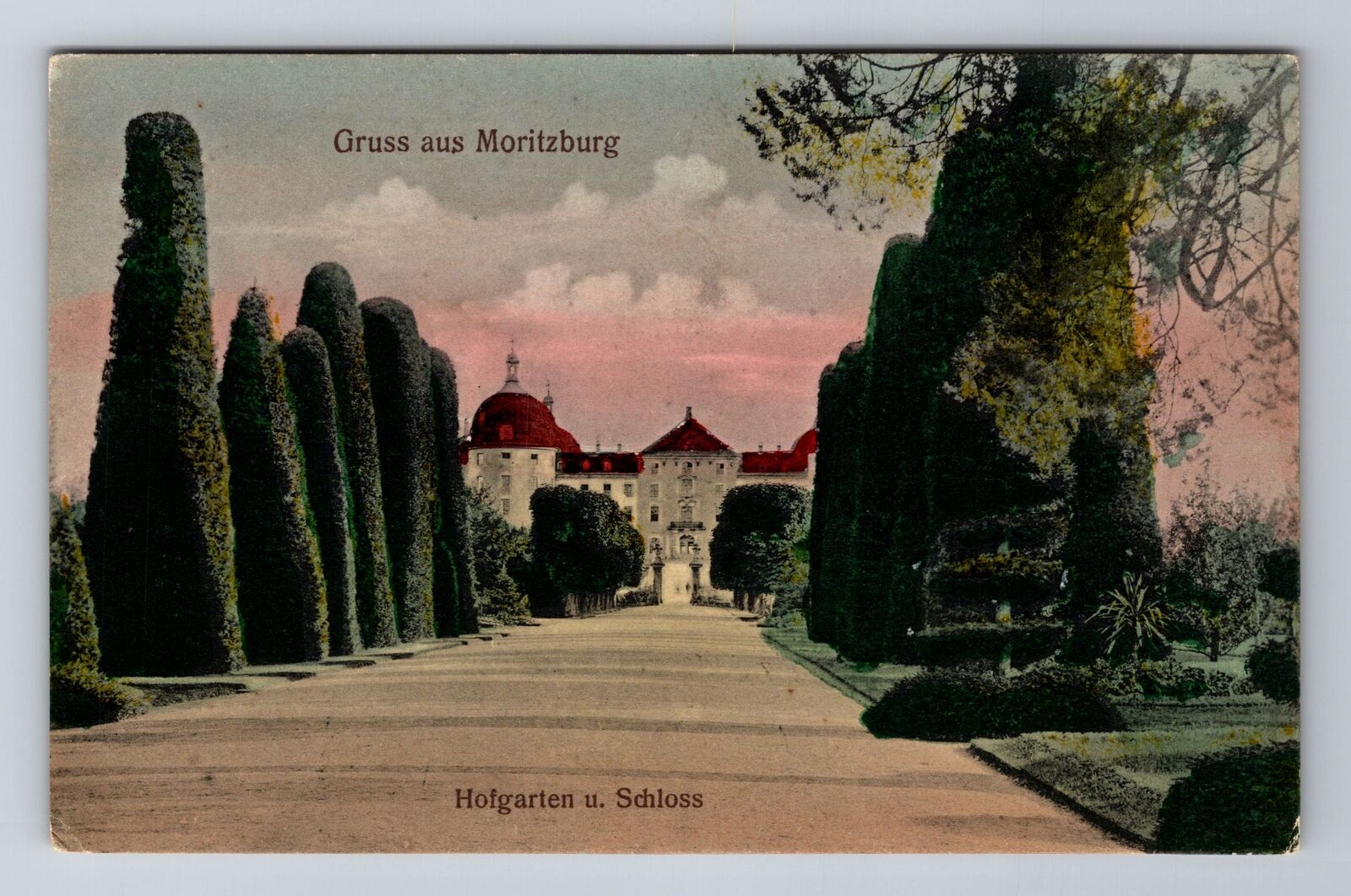 Moritzburg-Germany, Gruss aus Moritzburg Hofgarten u Schloss, Vintage Postcard