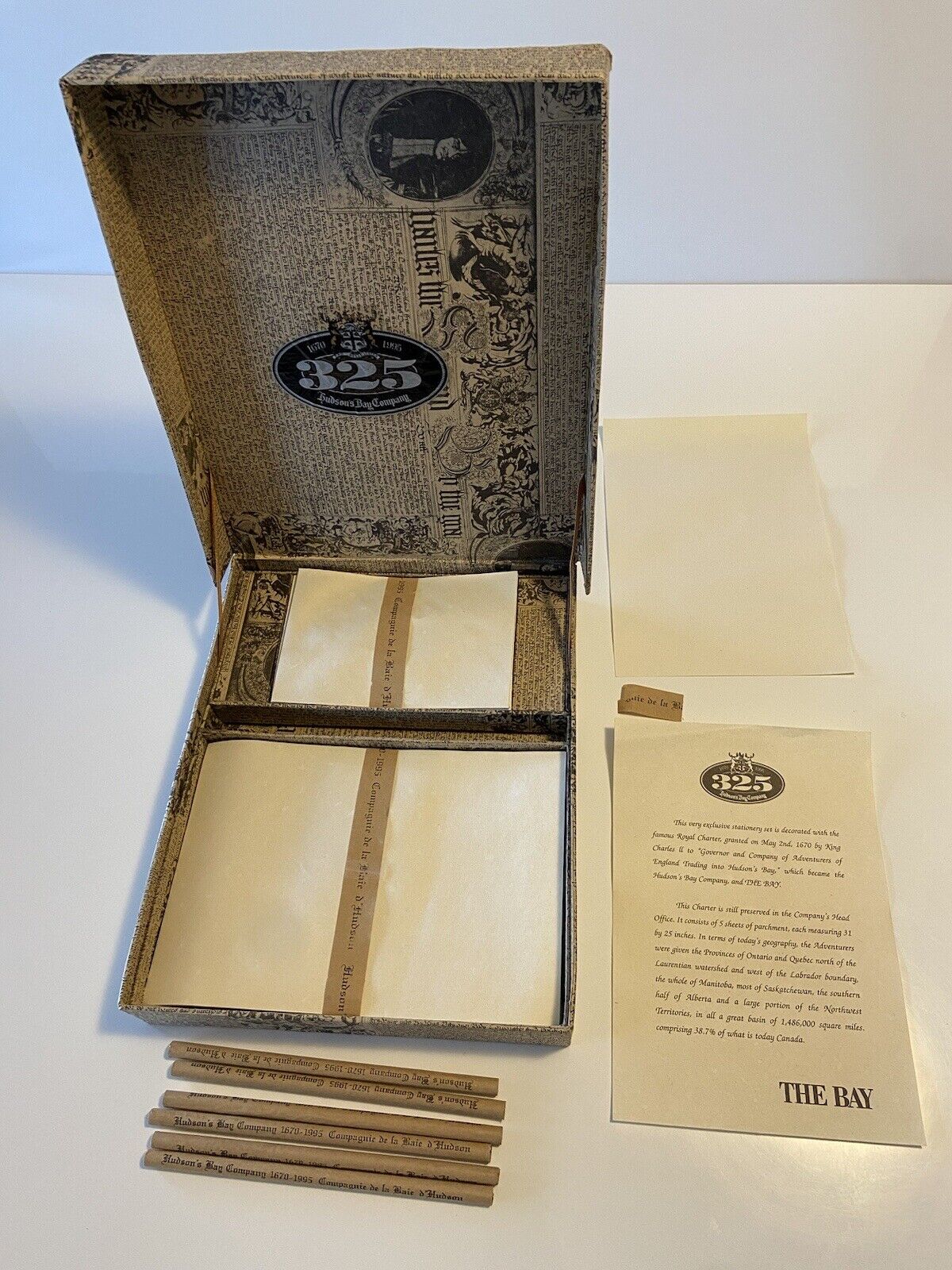 Vintage Hudson\'s Bay Company 325 Years 1670-1995 Parchment Paper Stationary Set