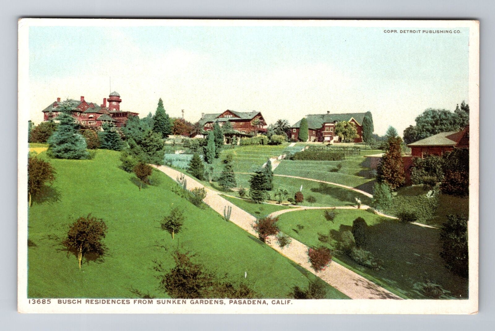Pasadena CA-California, Busch Residences Sunken Gardens Antique Vintage Postcard