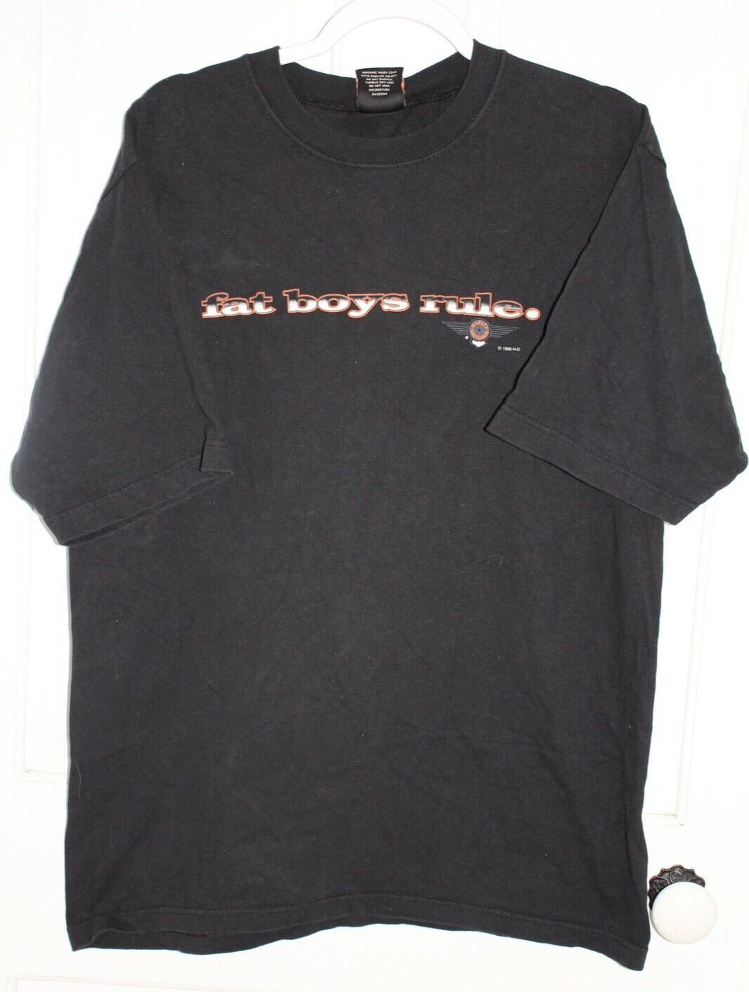 Harley-Davidson Men\'s Sz L Large Fat Boys Rule 1996 Shirt - USA Black