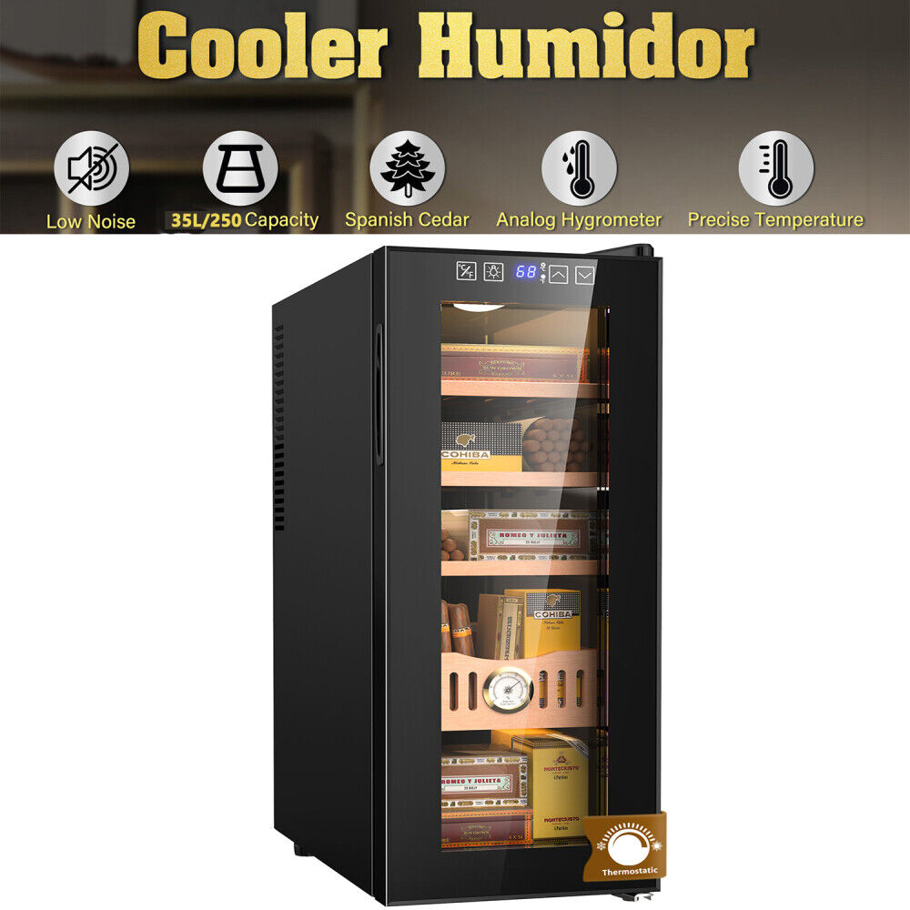 Smart 35L 2500 Counts Electric Humidor Cigar Cooler Cooling Systerm Cedar Wood