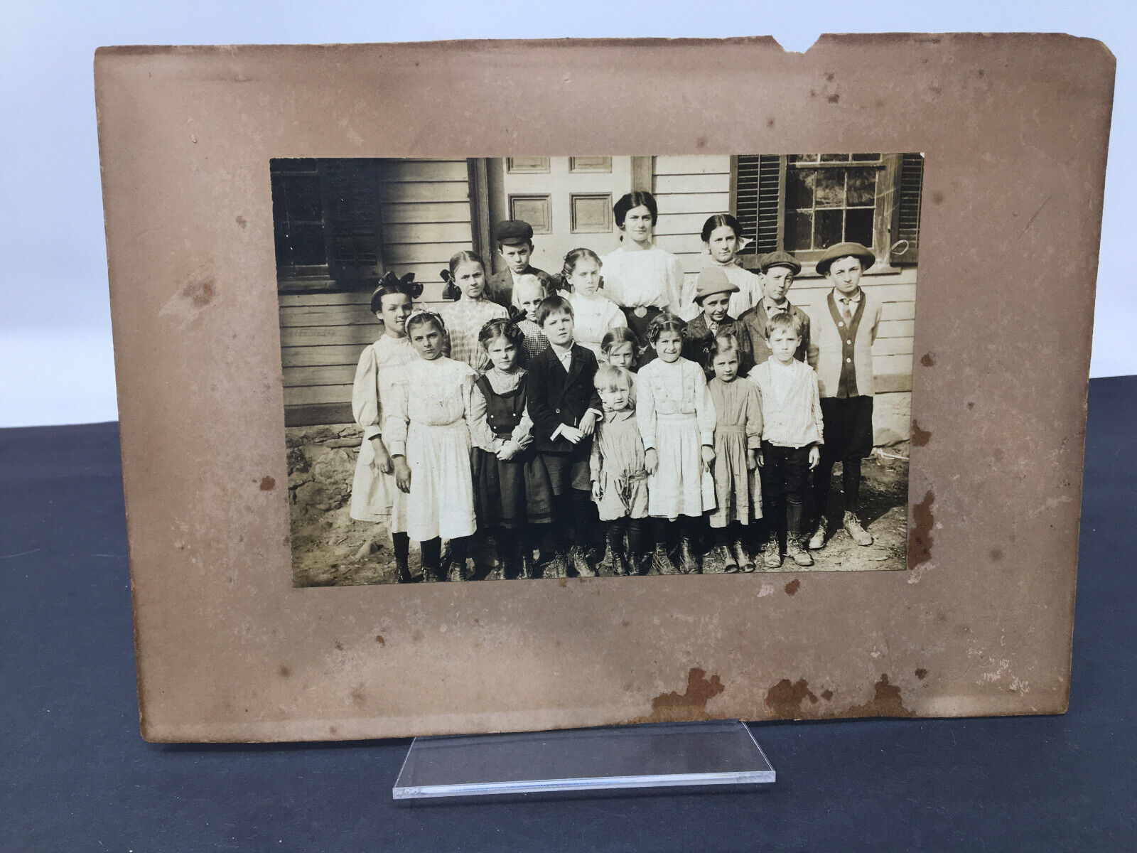 1910s One Room Schoolhouse Class & Teacher School Group Photograph