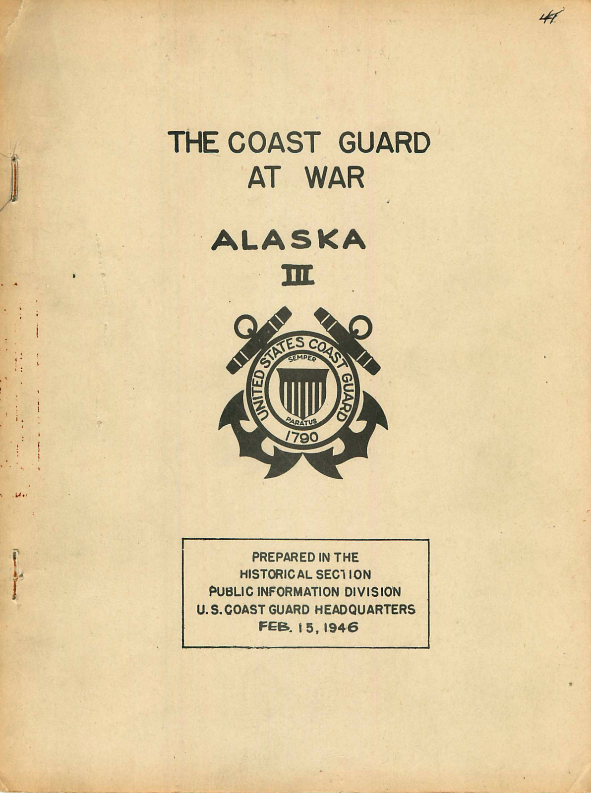 106 Page USCG AT WAR Attu Aleutians Campaign 1946 Navy History Study on Data CD
