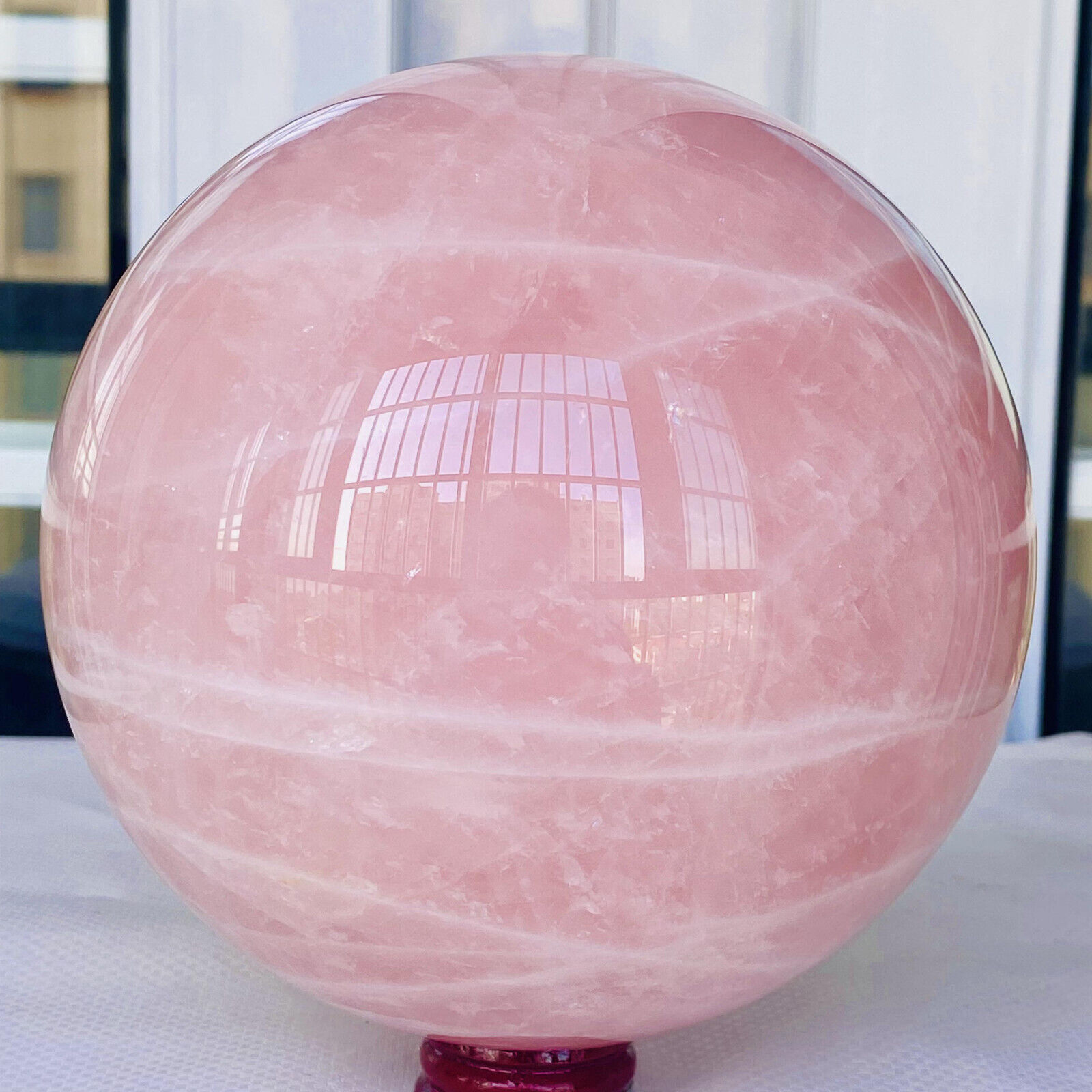 4400g Natural Pink Rose Quartz Sphere Crystal Ball Reiki Healing