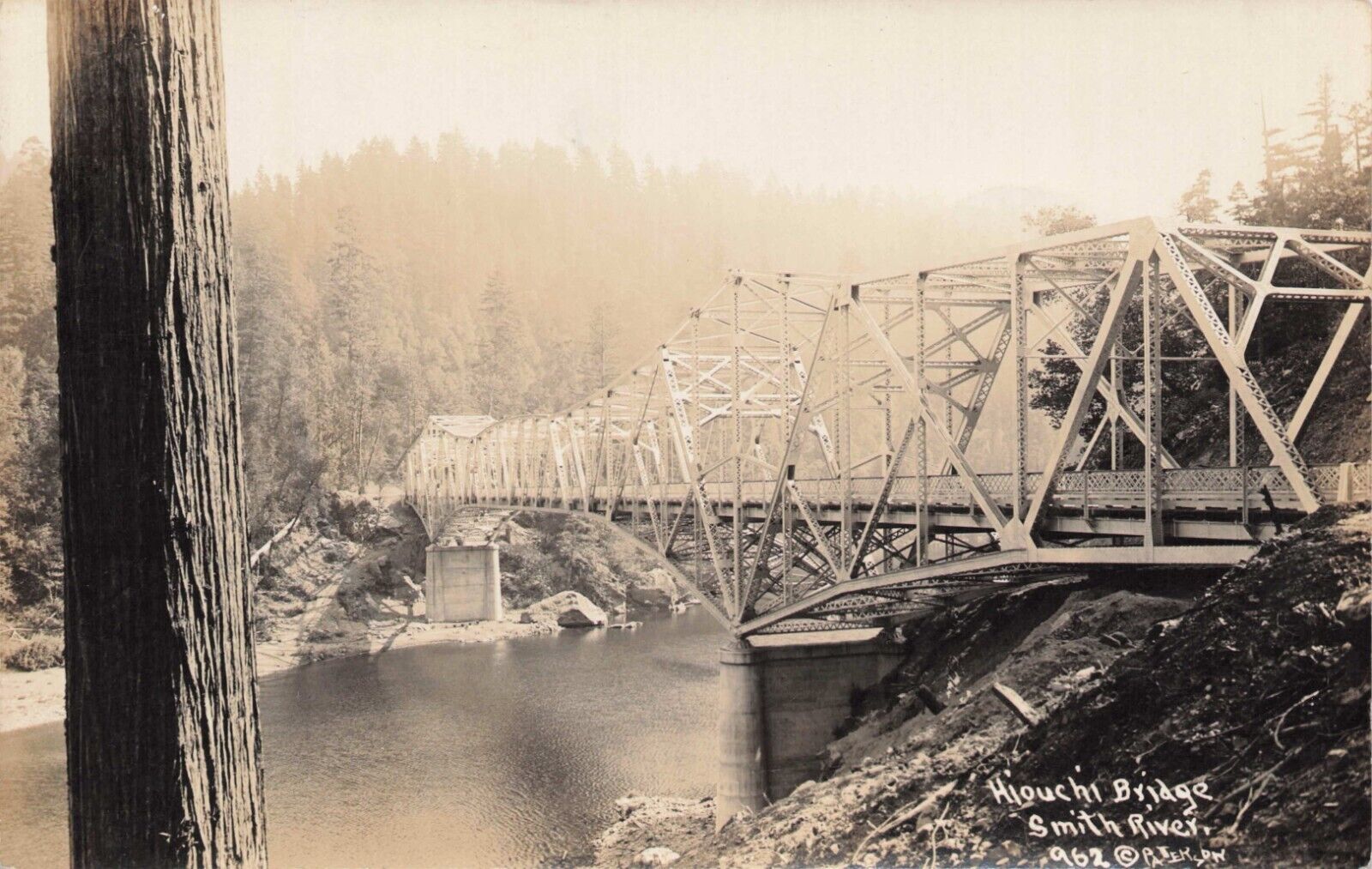 RPPC Hiouchi Steel Bridge Smith River Redwood Highway 199 California c1930\'s