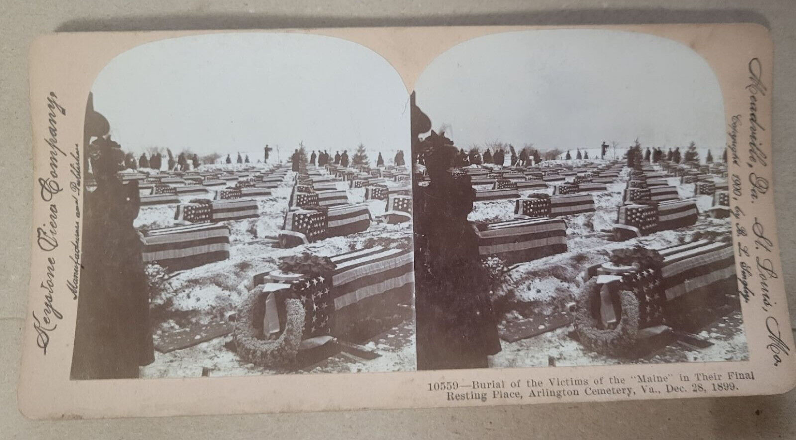 Antique KEYSTONE Stereoview Card - Burial of the Victims of the \
