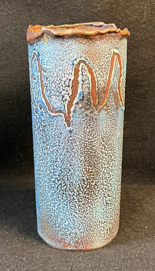 Harold Kerr Copper Enamel Vase Brutalist Mid Century  Modern Chicago